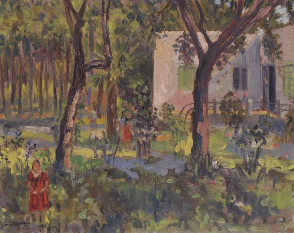 Nazem AL-JAAFARI (Syrie, 1918-2015) In un giardino di Damasco

Olio su tela

67,&hellip;