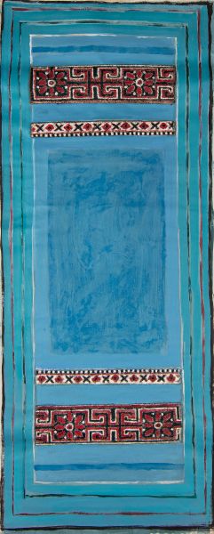 *Asad AZI(Palestinien, 1955) 一个概念性的地毯1

画布上的混合媒体

157,5 x 62 cm

画于1992年

背面签有 "&hellip;