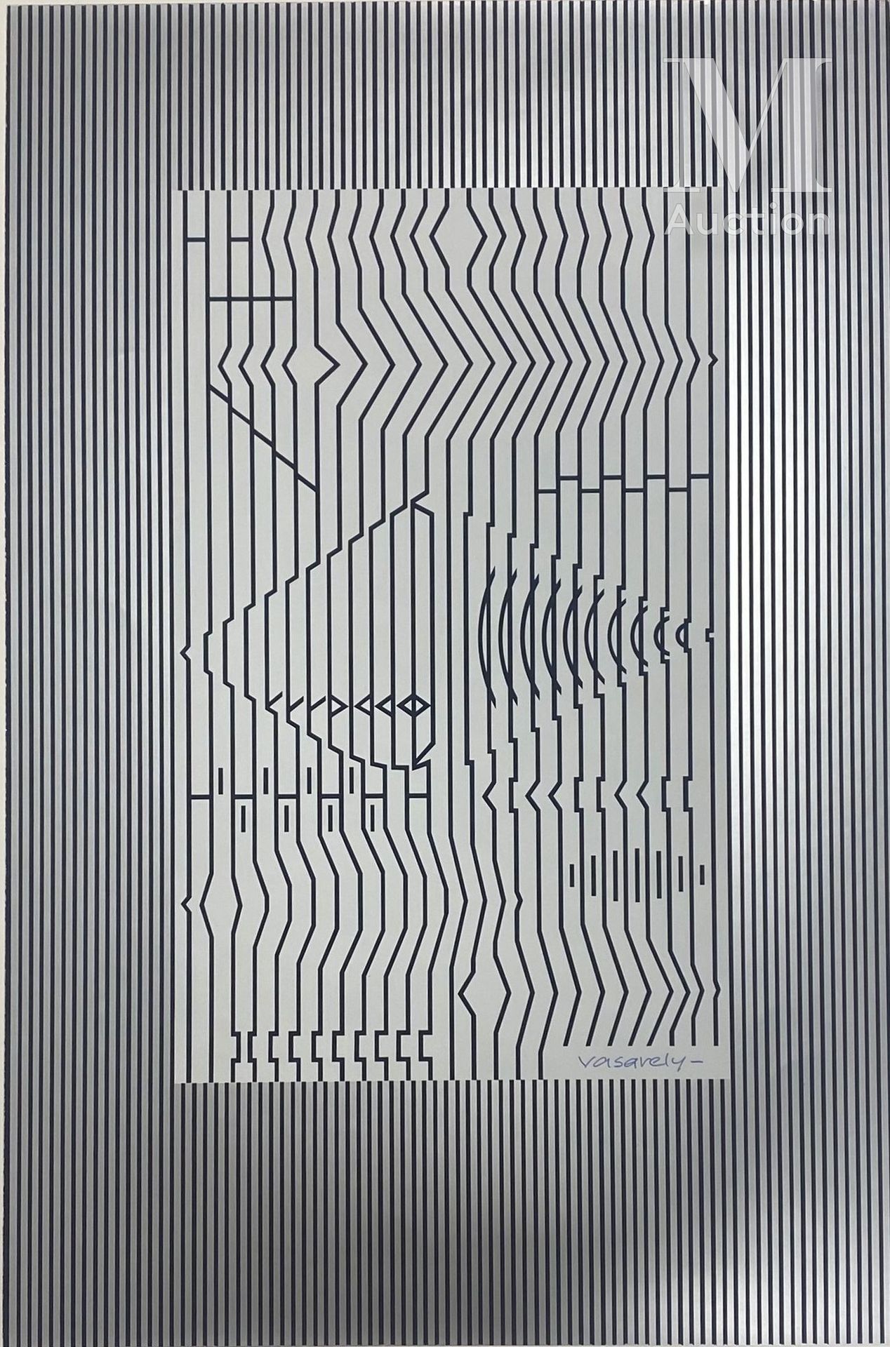 Victor VASARELY (1908-1997) 无题

银色纸上的黑色丝网印刷，有签名证明

61 x 40 厘米