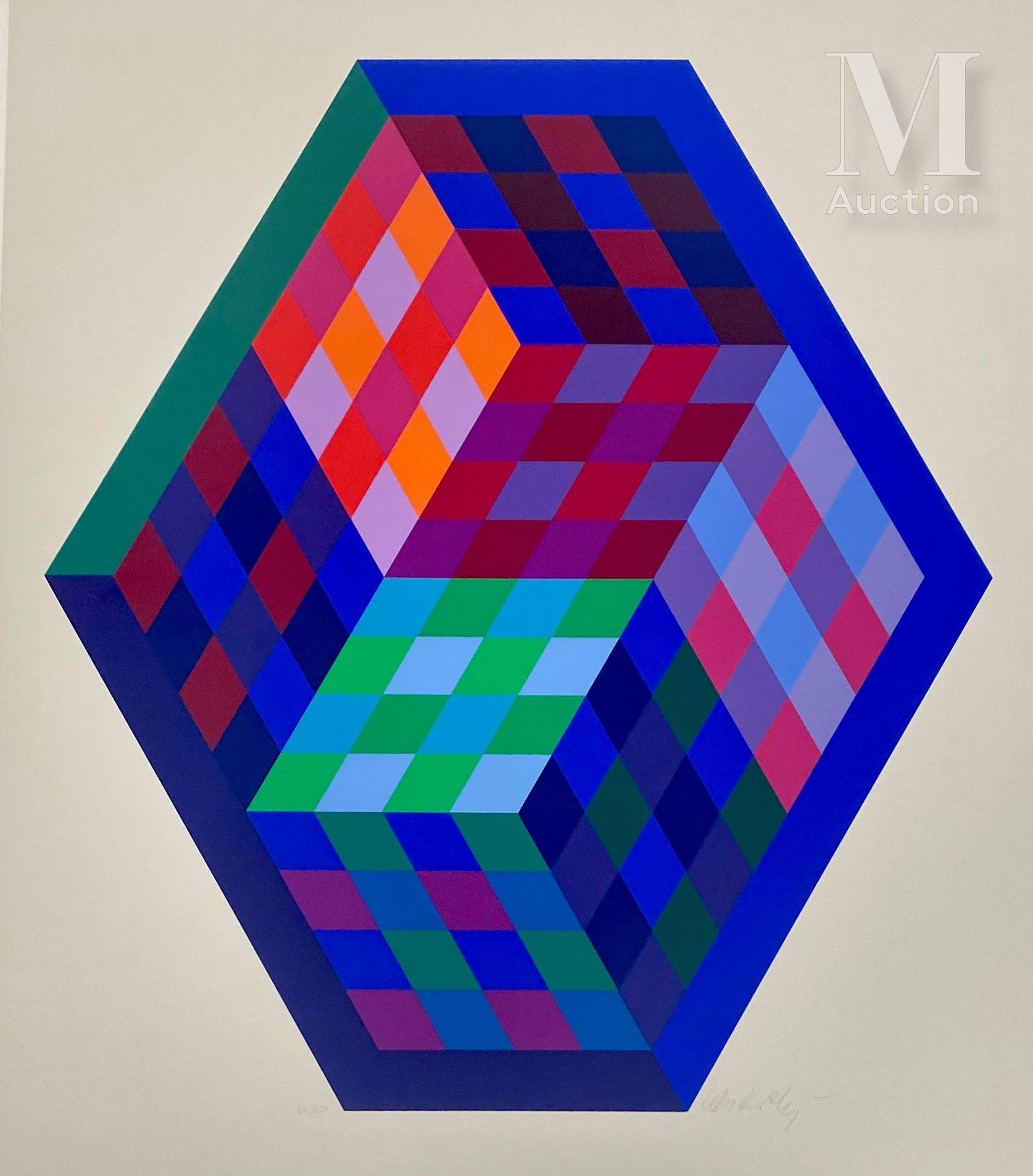 Victor VASARELY (1908-1997) KOEB-M.C

彩色丝网印刷，签名和编号为39/250

72 x 62 cm