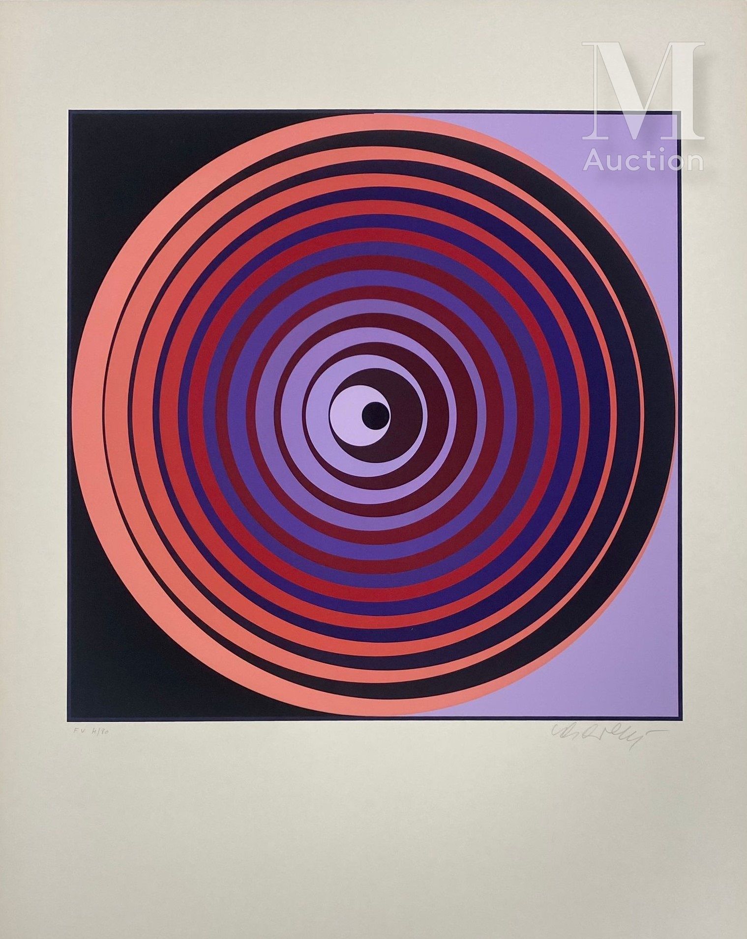 Victor VASARELY (1908-1997) 彩色丝网印刷品，有签名和编号的FV 4/80

65 x 50厘米