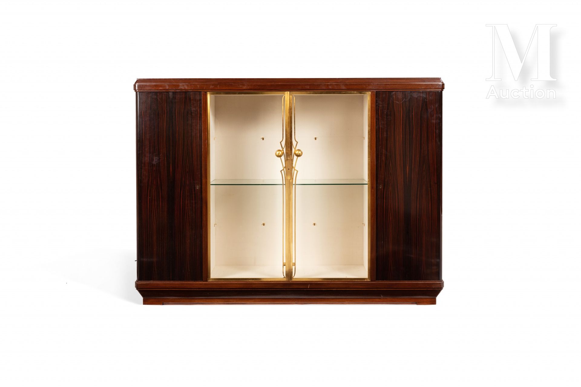 MAJORELLE - Nancy Important bookcase in Macassar ebony and mahogany veneer openi&hellip;