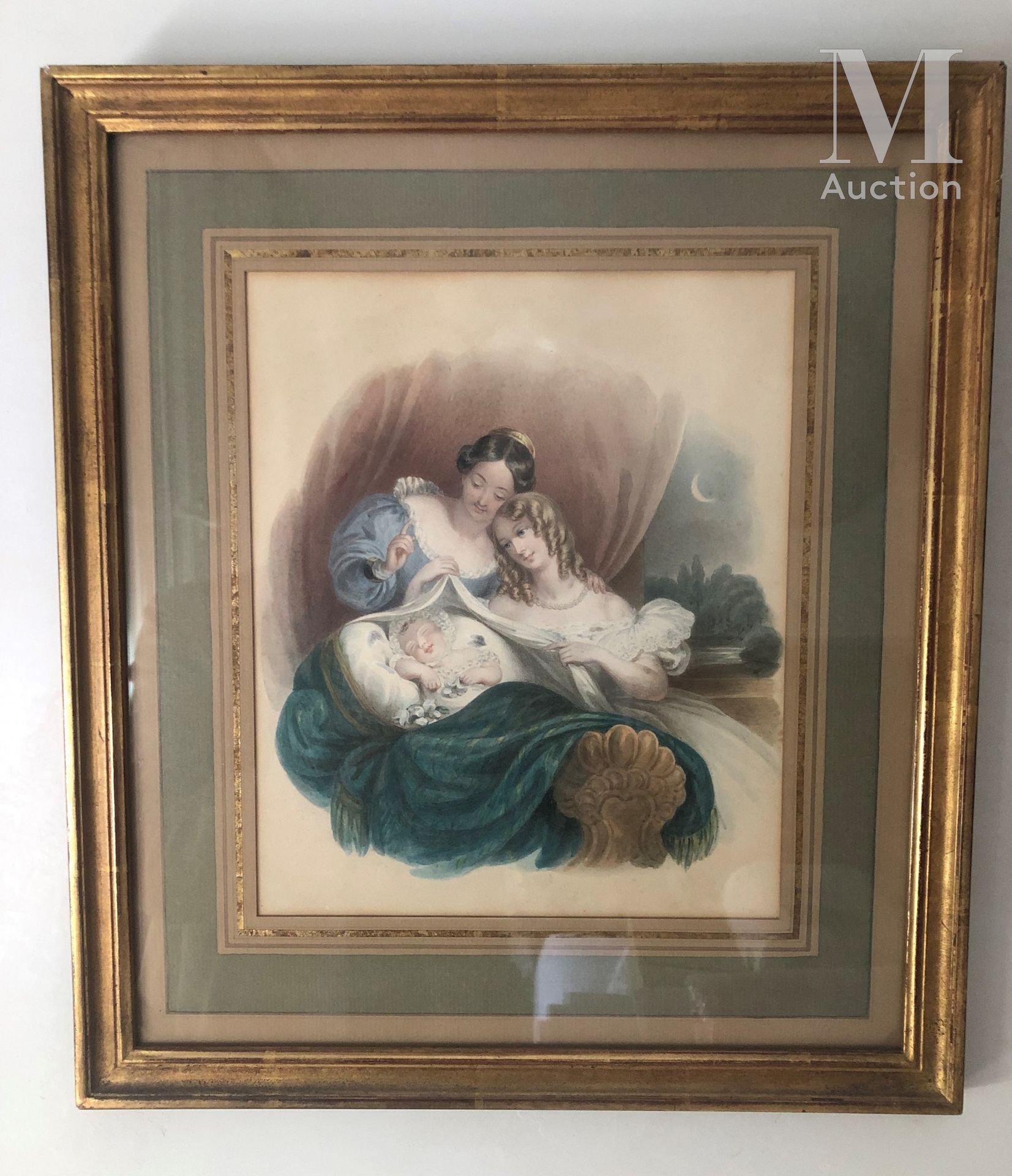 ECOLE FRANCAISE DU XIXème siècle Scène de maternité

Aquarelle 

23,5 x 19 cm.