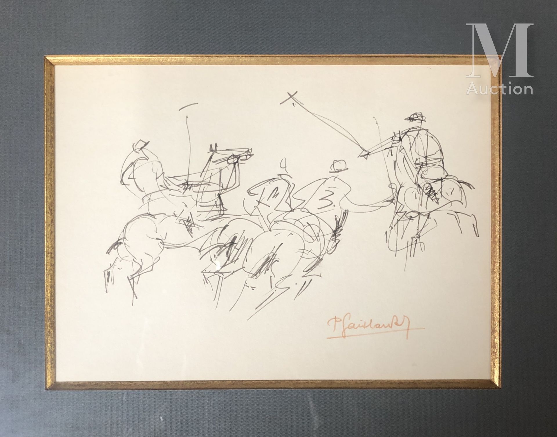 Pierre GAILLARDOT (1910-2002) 马球比赛

纸上两件套画

一个签名为右下角，另一个签名为中下角

20 x 28 cm

(晒伤)
