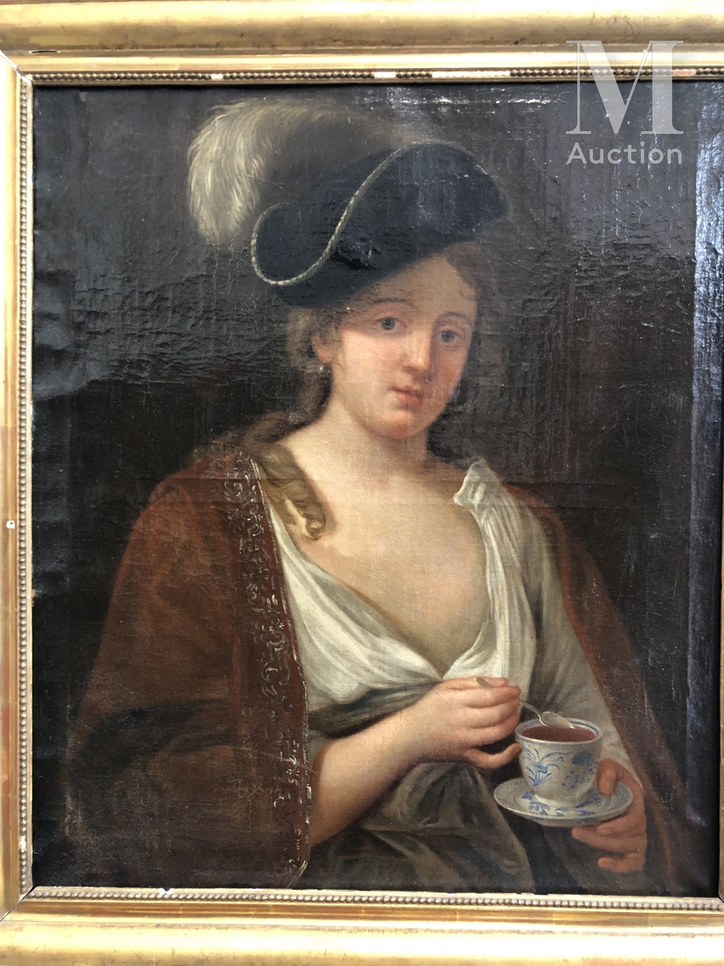 Jacques-François COURTIN (1672-1752) Retrato de un aristócrata con una taza de t&hellip;