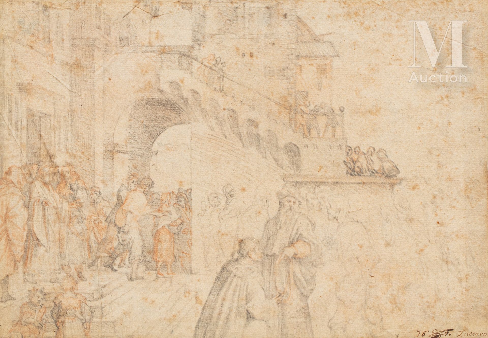 Frederico ZUCCARO (1542 - 1609) 宫殿中的人物

炭笔画

右下方有签名

23,5 x 16,5 cm

(弯曲、点蚀)