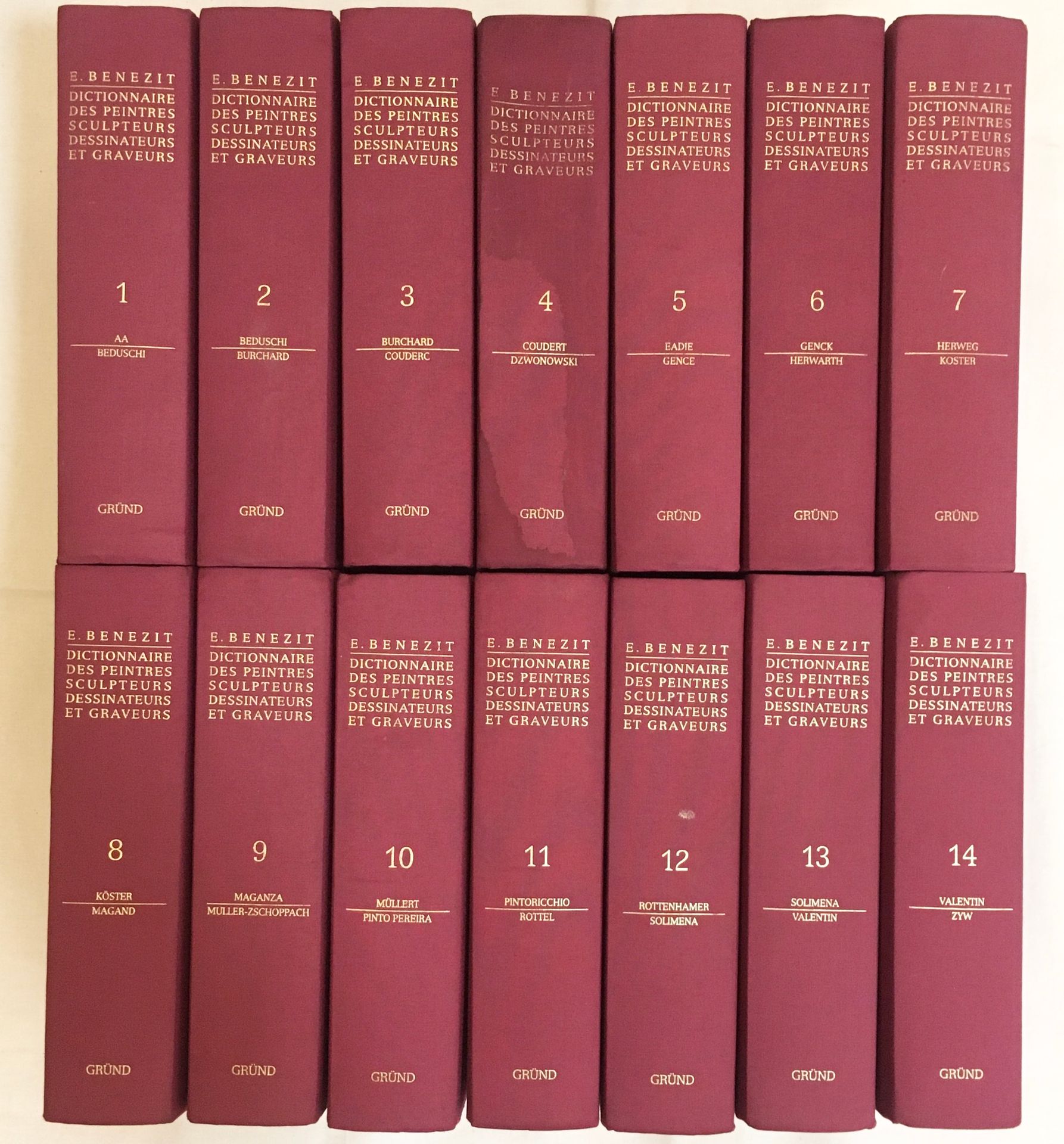 BENEZIT E. 画家、雕塑家、制图师和雕刻师的字典。

巴黎，Gründ，1999。由雅克-布塞指导的新修订版。14卷，8开本，出版商。状况良好。