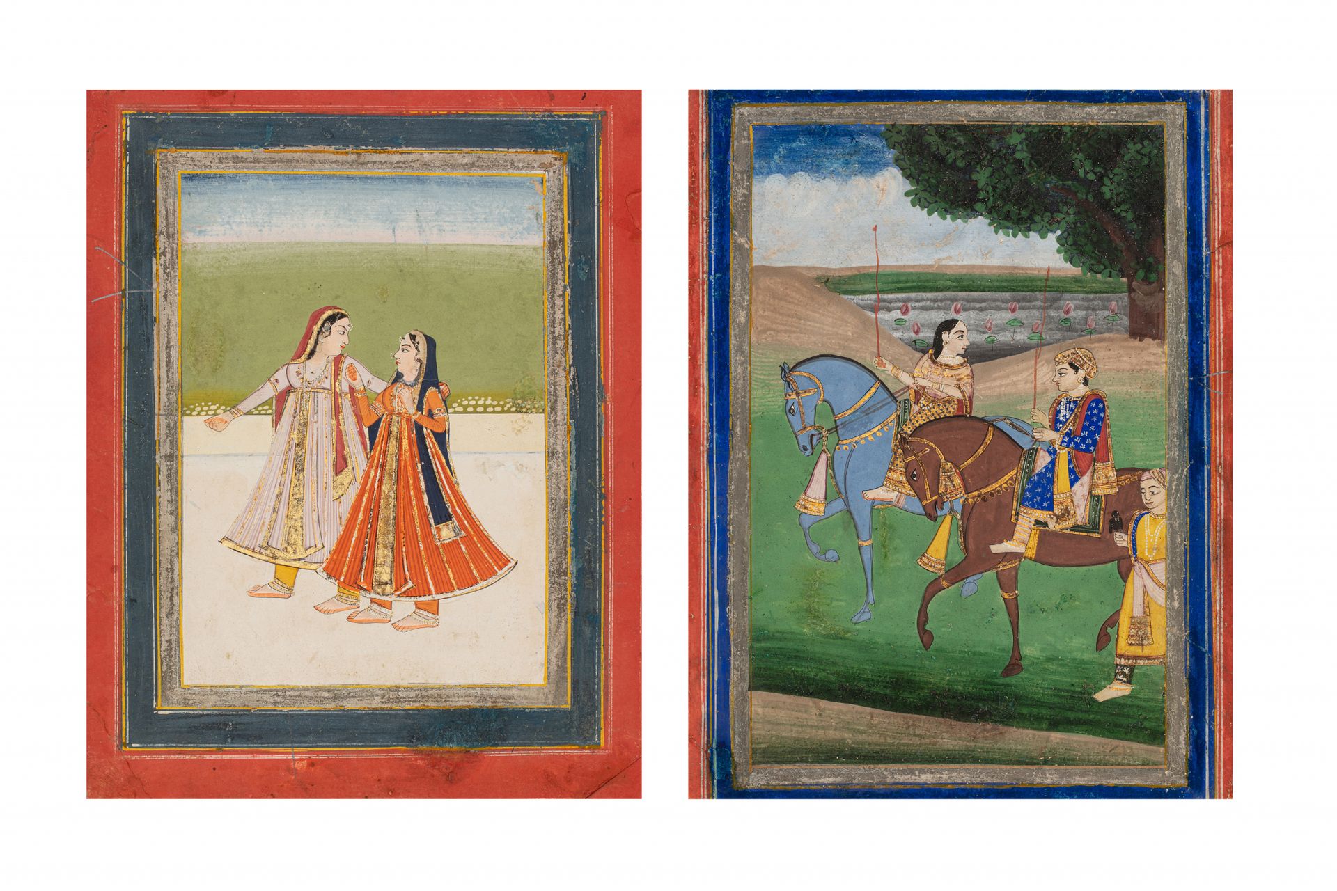 INDE du Nord, XIXe siècle A set of two paintings, North India, 19th century, dep&hellip;