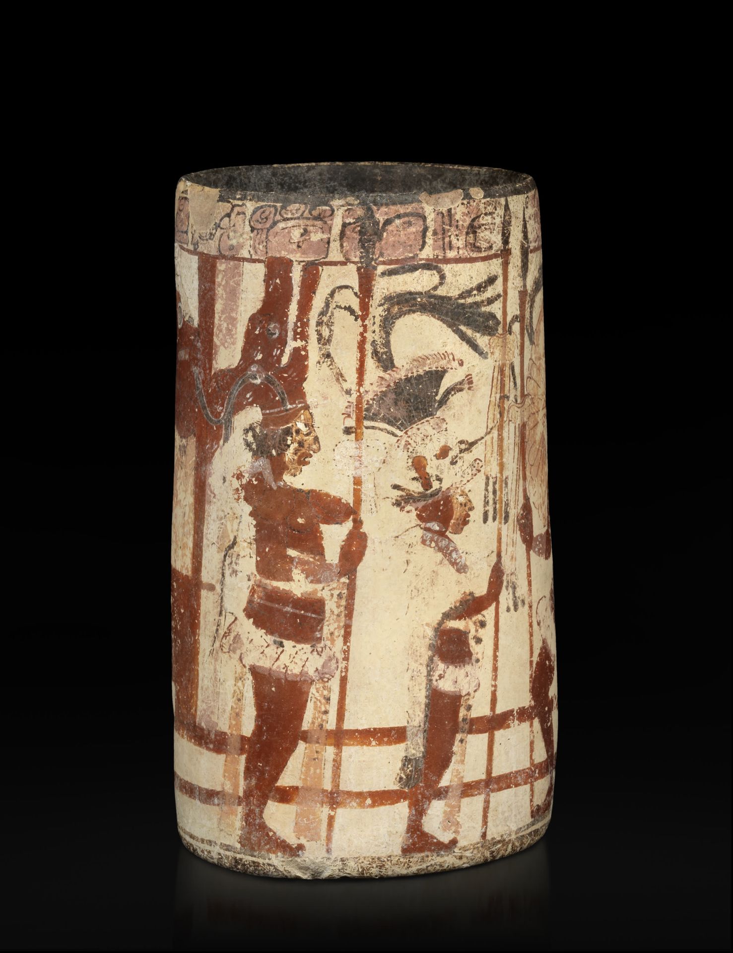 *Vase cérémoniel 
representando una escena de palacio. A la derecha, sobre una p&hellip;