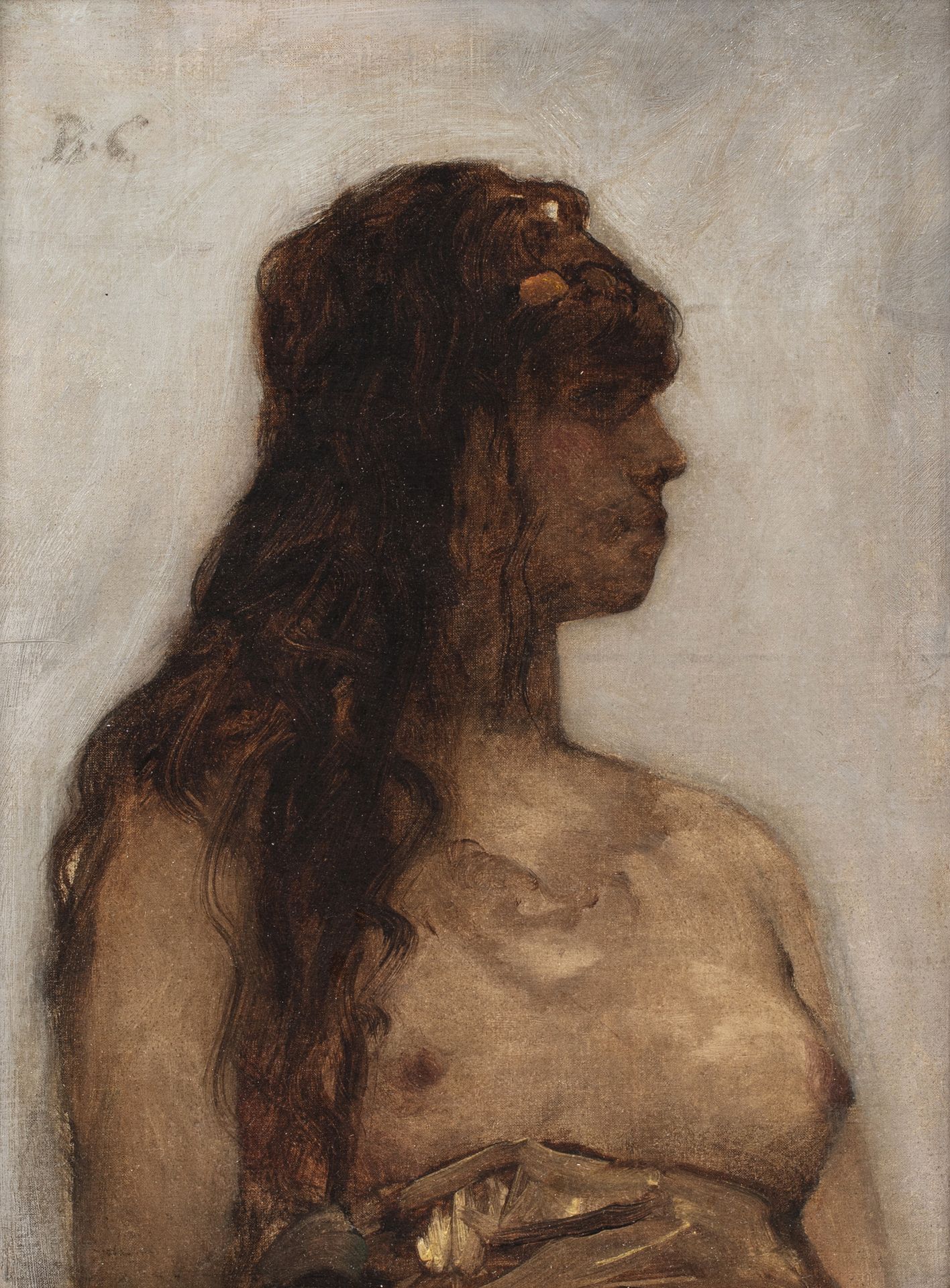 Benjamin CONSTANT (Paris 1845 - 1902) Portrait de femme Huile sur toile 32,5 x 2&hellip;