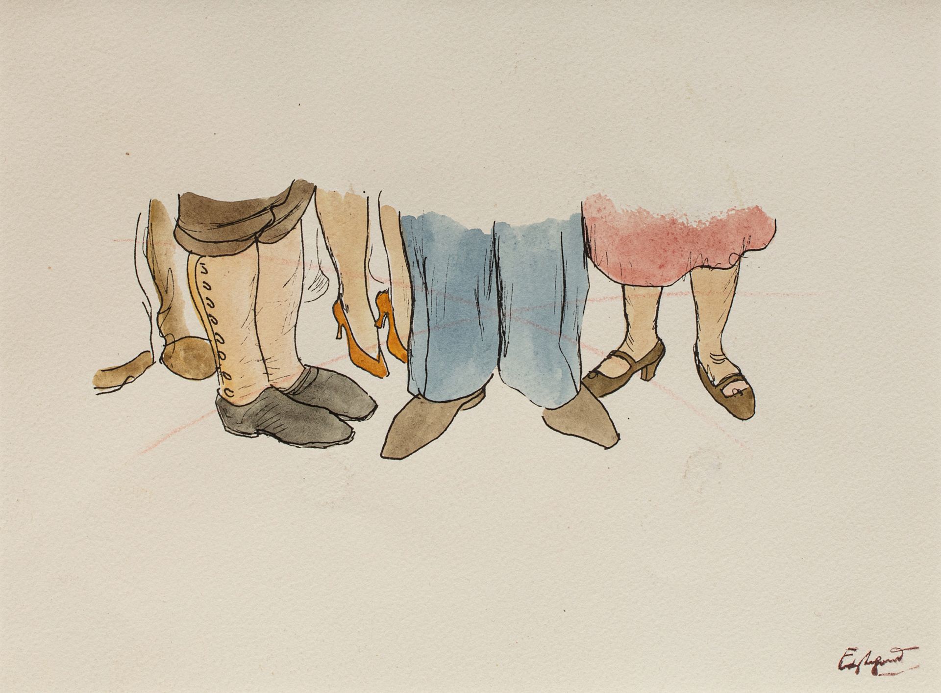 EDY LEGRAND (Bordeaux 1892- Bonnieux 1970) Vue de pieds Encre et aquarelle sur p&hellip;