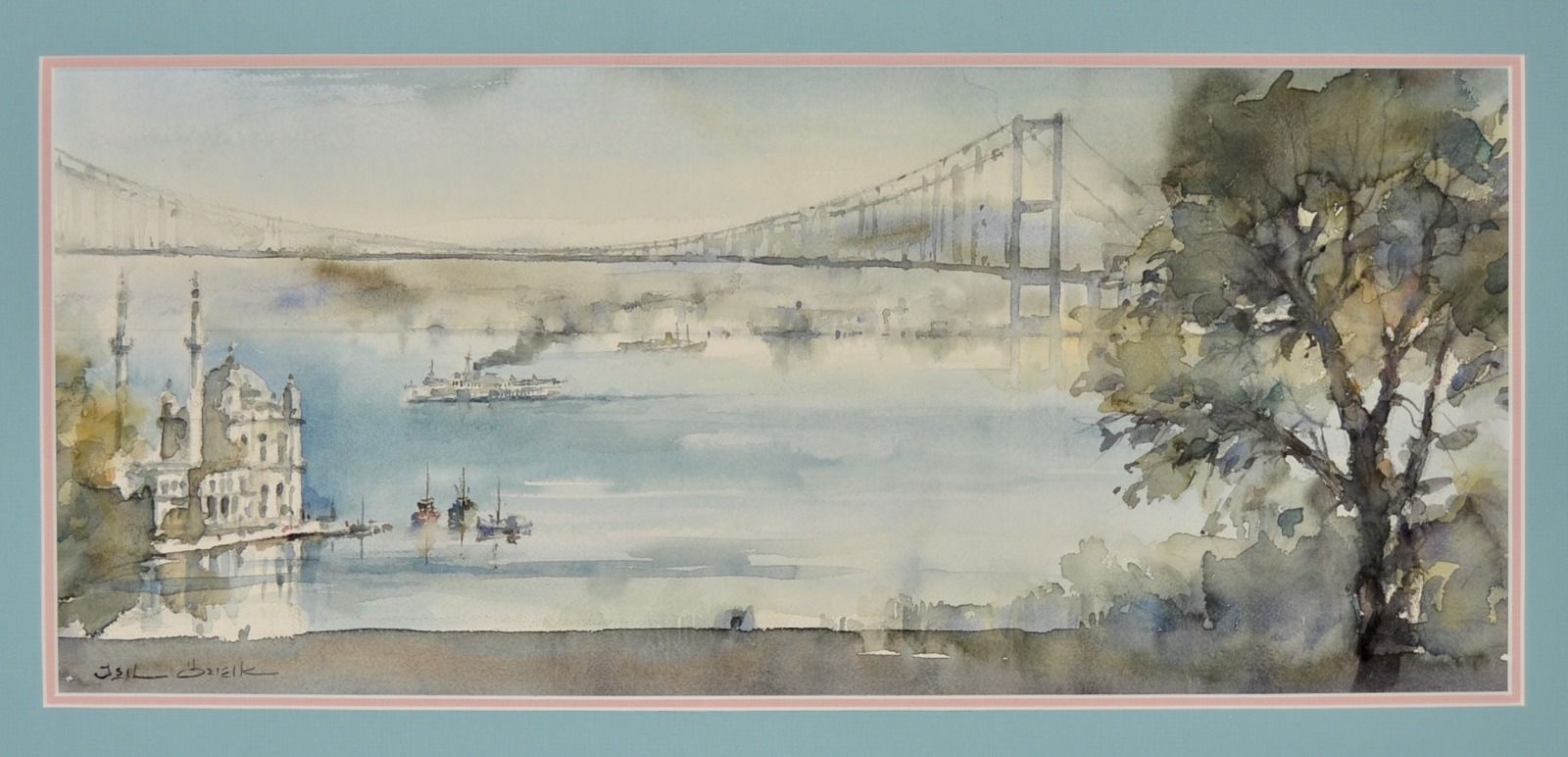 Isil OSIZIK (Kirklarelli 1939) Le pont Fatih Sultan Mehmet, Istambul Aquarelle 2&hellip;