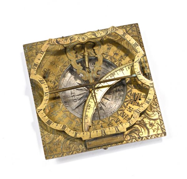Null 铜质蚀刻等分仪，倾斜轴和刻度环。刻有洛伦茨-格拉斯-奥格斯堡的字样。18世纪，8×8厘米。高度：8.5厘米。打开：8.5厘米。书目：类似的模型保存在列&hellip;