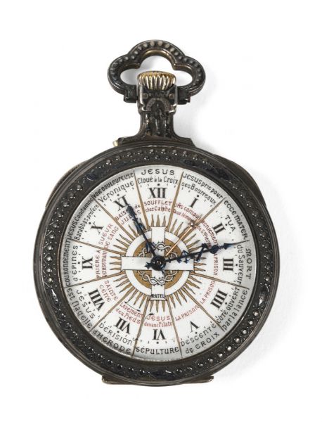 Null Reloj de bolsillo "Hora Christi", de plata, con la caja grabada con un Cris&hellip;