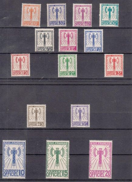 Null FRANCE. Service - francisque 1943 set of fifteen stamps YT n°1/15 ** mint w&hellip;