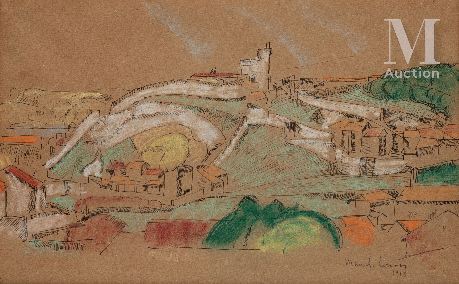 Jules Oury dit Marcel-Lenoir (Montauban 1872 - Montricoux 1931) 战争掩体中的克尔西景观，1918&hellip;