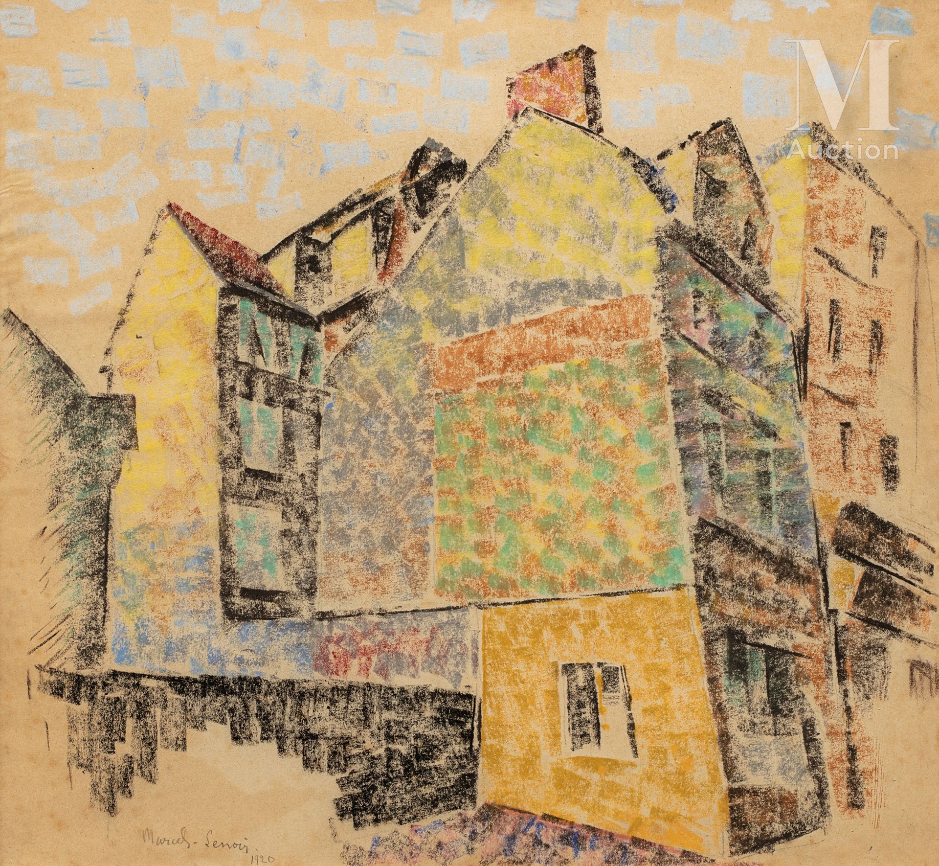 Jules Oury dit Marcel-Lenoir (Montauban 1872 - Montricoux 1931) 彩虹立体派房屋，1920年

纸&hellip;