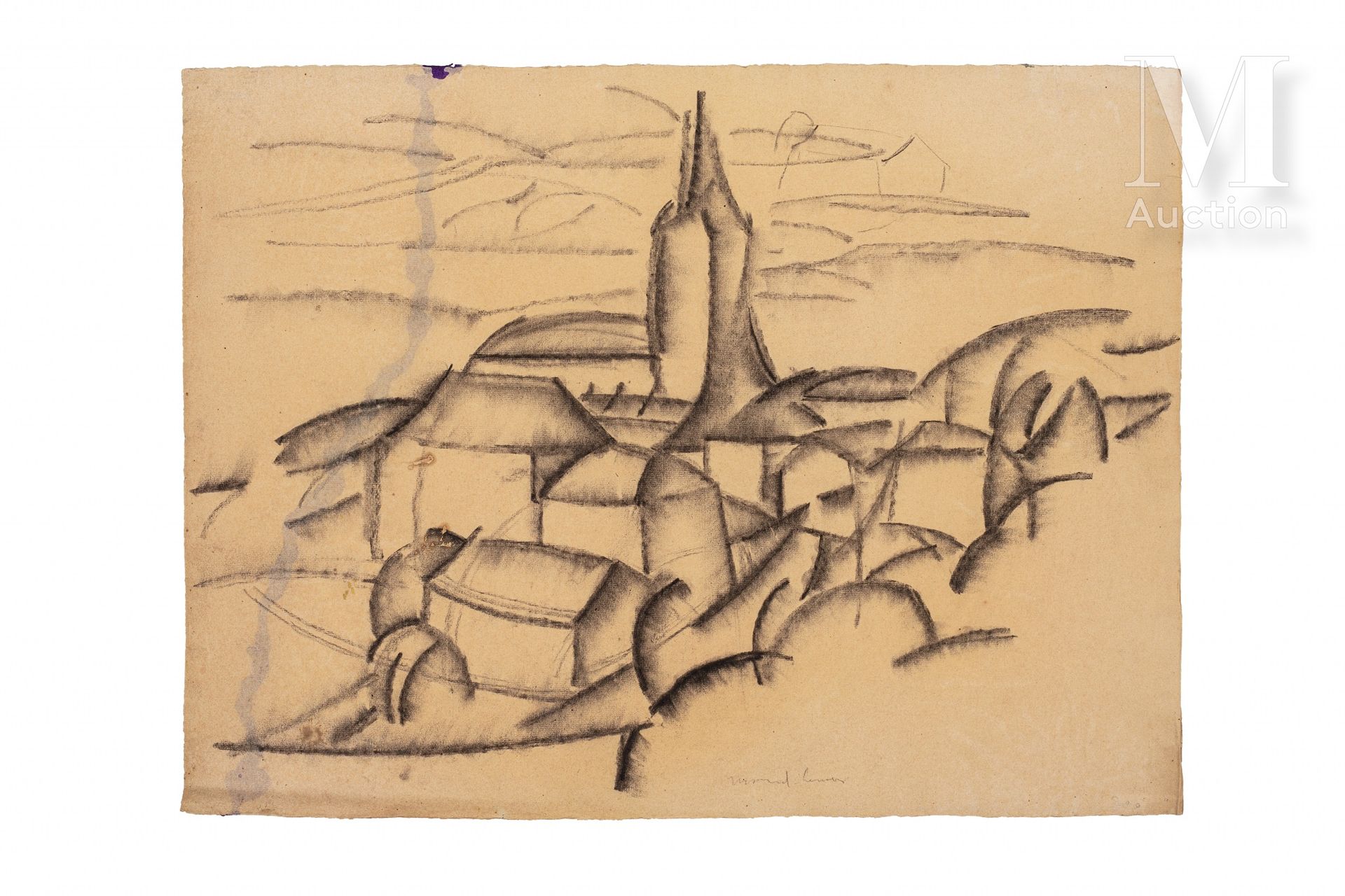 Jules Oury dit Marcel-Lenoir (Montauban 1872 - Montricoux 1931) Villaggio con un&hellip;