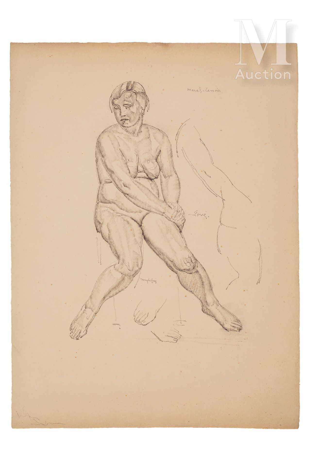 Jules Oury dit Marcel-Lenoir (Montauban 1872 - Montricoux 1931) Nude of a seated&hellip;
