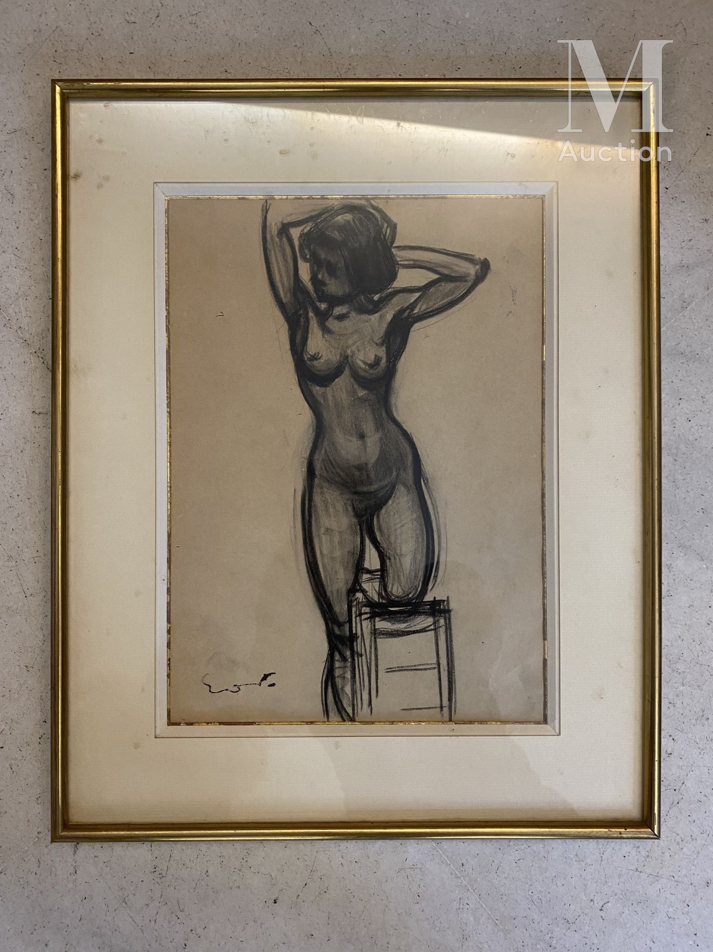 Emile Othon FRIESZ (Le Havre 1879-Paris 1949) Femme nue debout un genou sur un t&hellip;