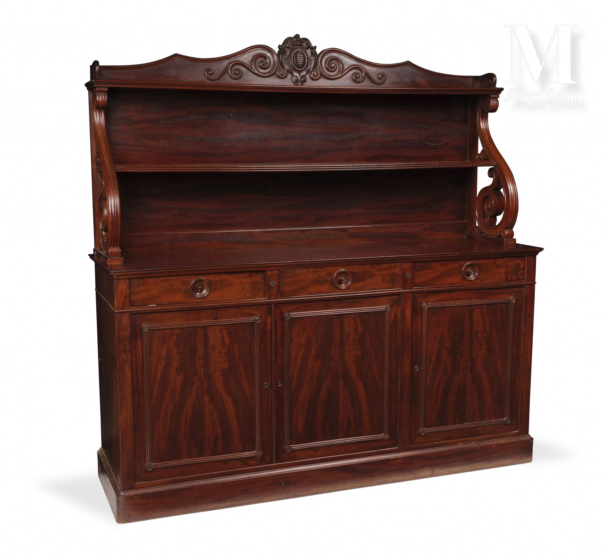 Buffet formant desserte in mahogany and mahogany veneer. The lower part opens wi&hellip;