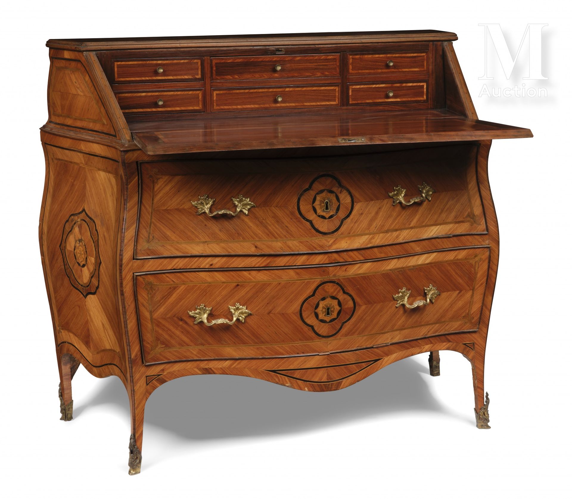 Commode formant bureau scriban made of rosewood, rosewood and green and black st&hellip;