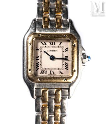 CARTIER Panther 

Square ladies' watch 

About 1990

Steel case and yellow gold &hellip;