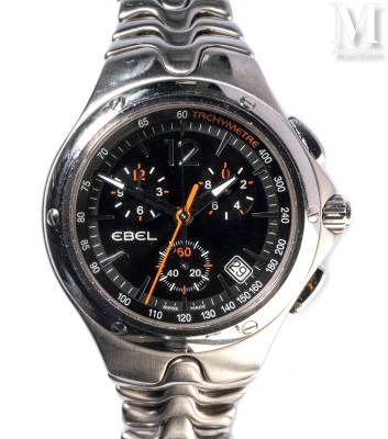EBEL Sport Wave

Round men's chronograph watch 

Circa 2000 

Numbered steel cas&hellip;