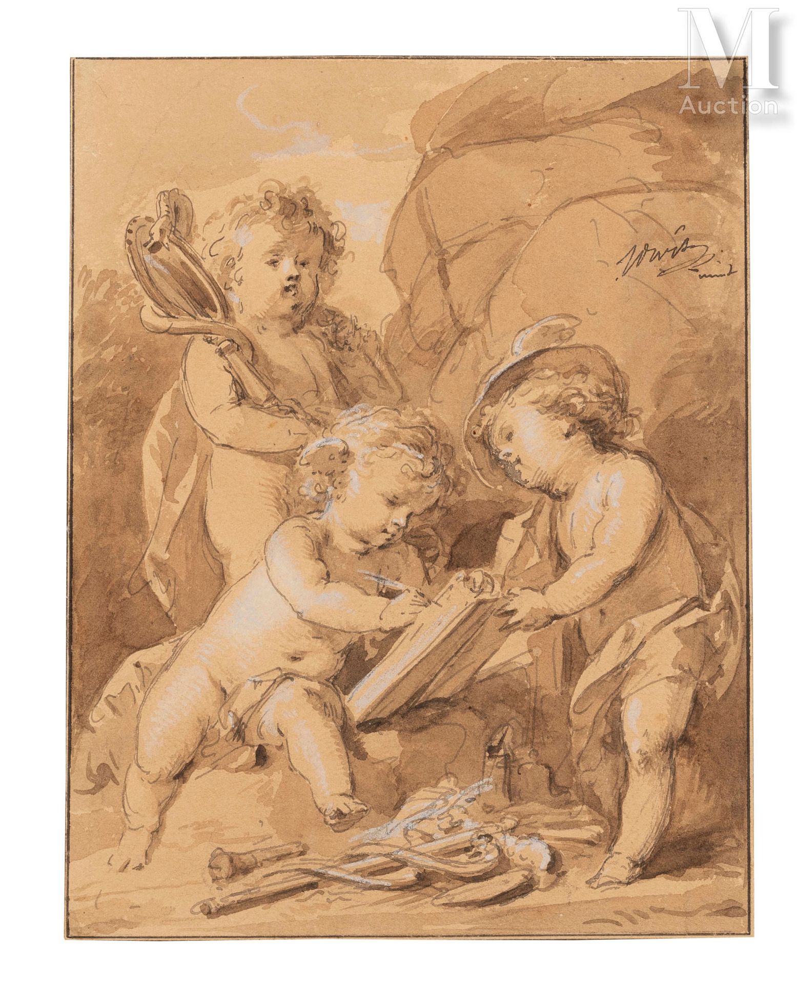 Jacob de WIT (1655-1754) 医学的寓意

钢笔和黑色墨水，棕色水洗，白色水粉的亮点

19.5 x 15 cm

右上方有签名

高：20&hellip;