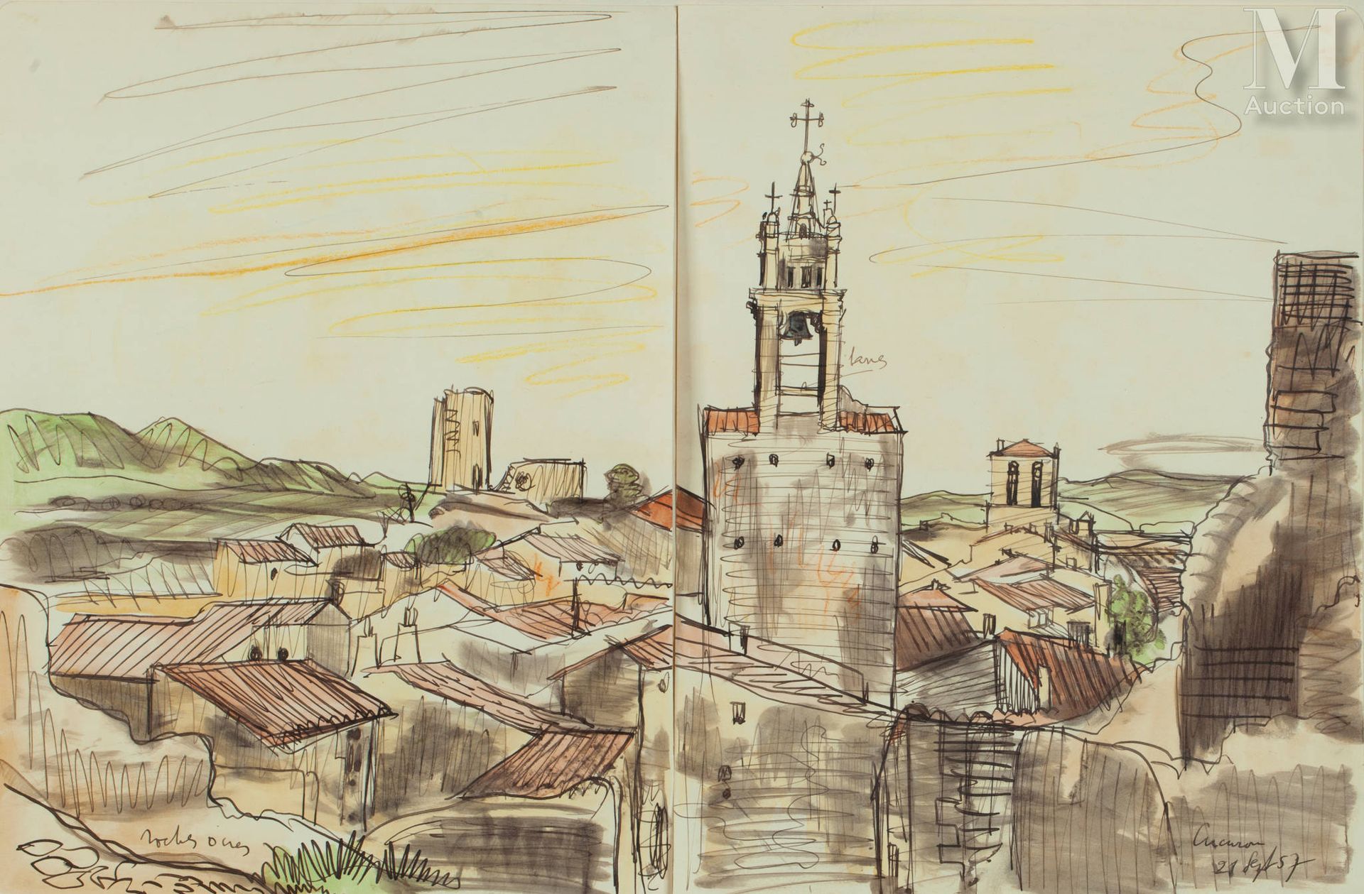 EDY LEGRAND (Bordeaux 1892-Bonnieux 1970) Ochre Rocks

Ink, watercolor and penci&hellip;