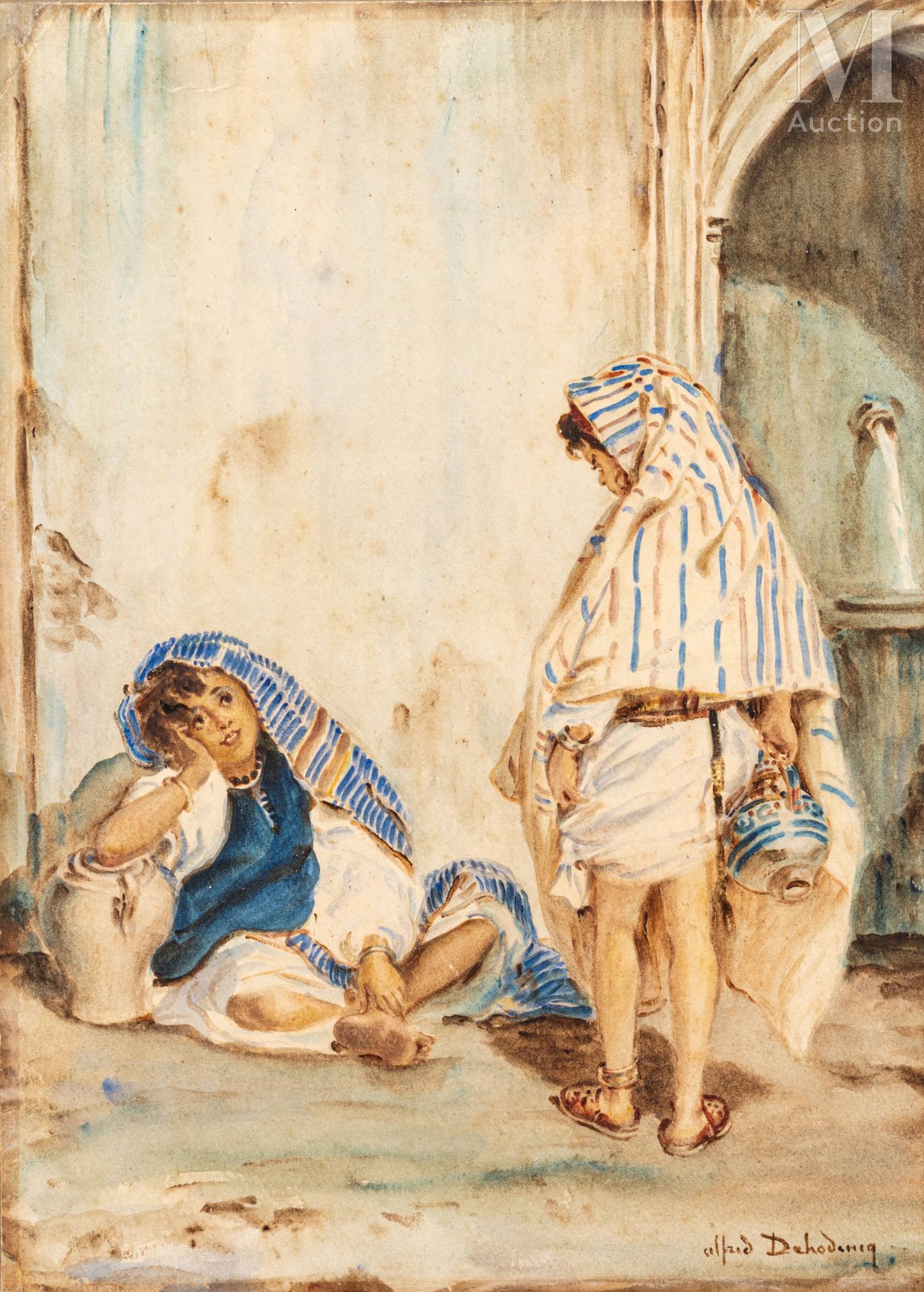 Attribué à Alfred DEHODENCQ Jeunes marocaines à la fontaine

Aquarelle

36,5 x 2&hellip;