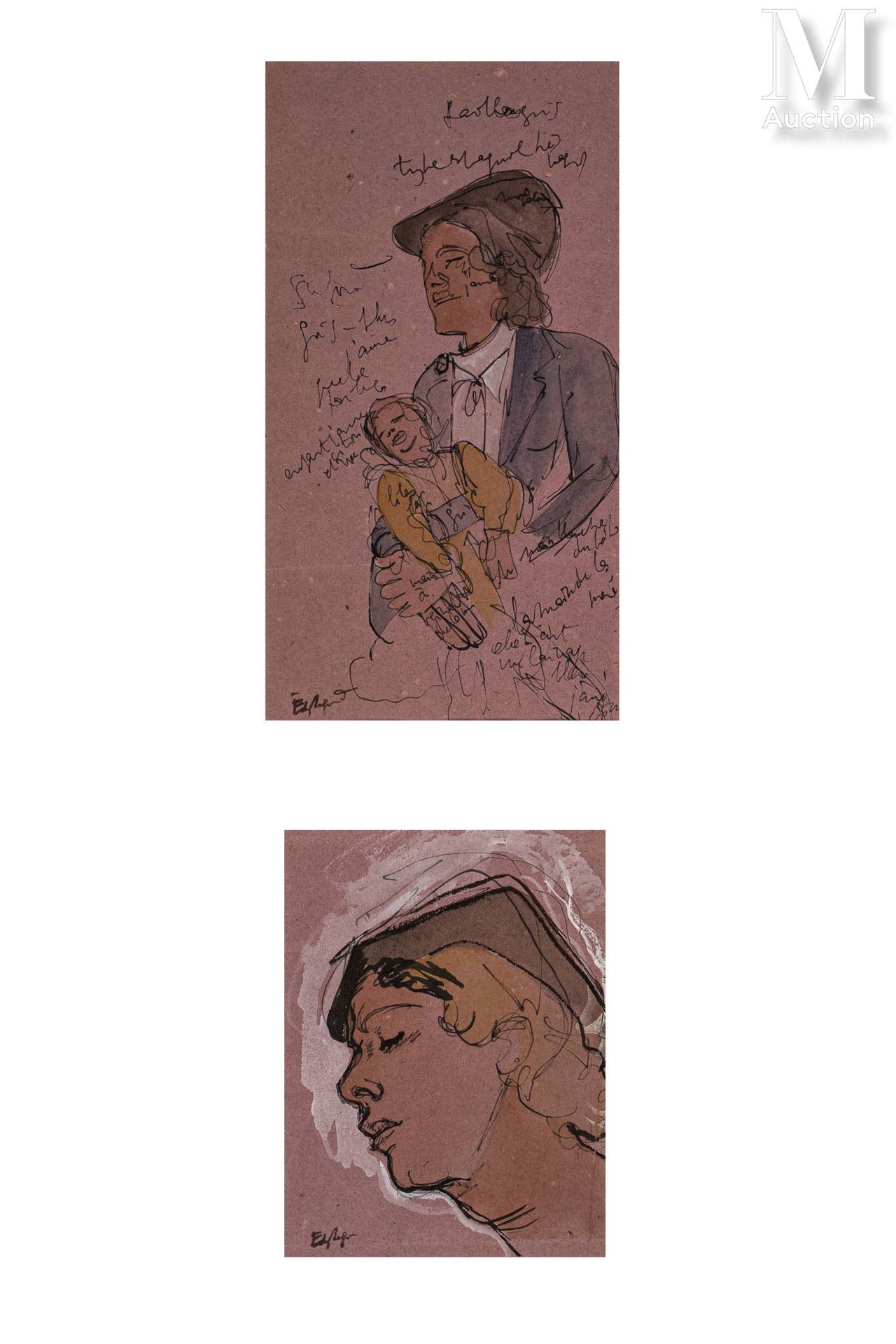 EDY LEGRAND (Bordeaux 1892-Bonnieux 1970) 鸭子

纸上水粉画

25 x 31厘米

签名右下：E.L