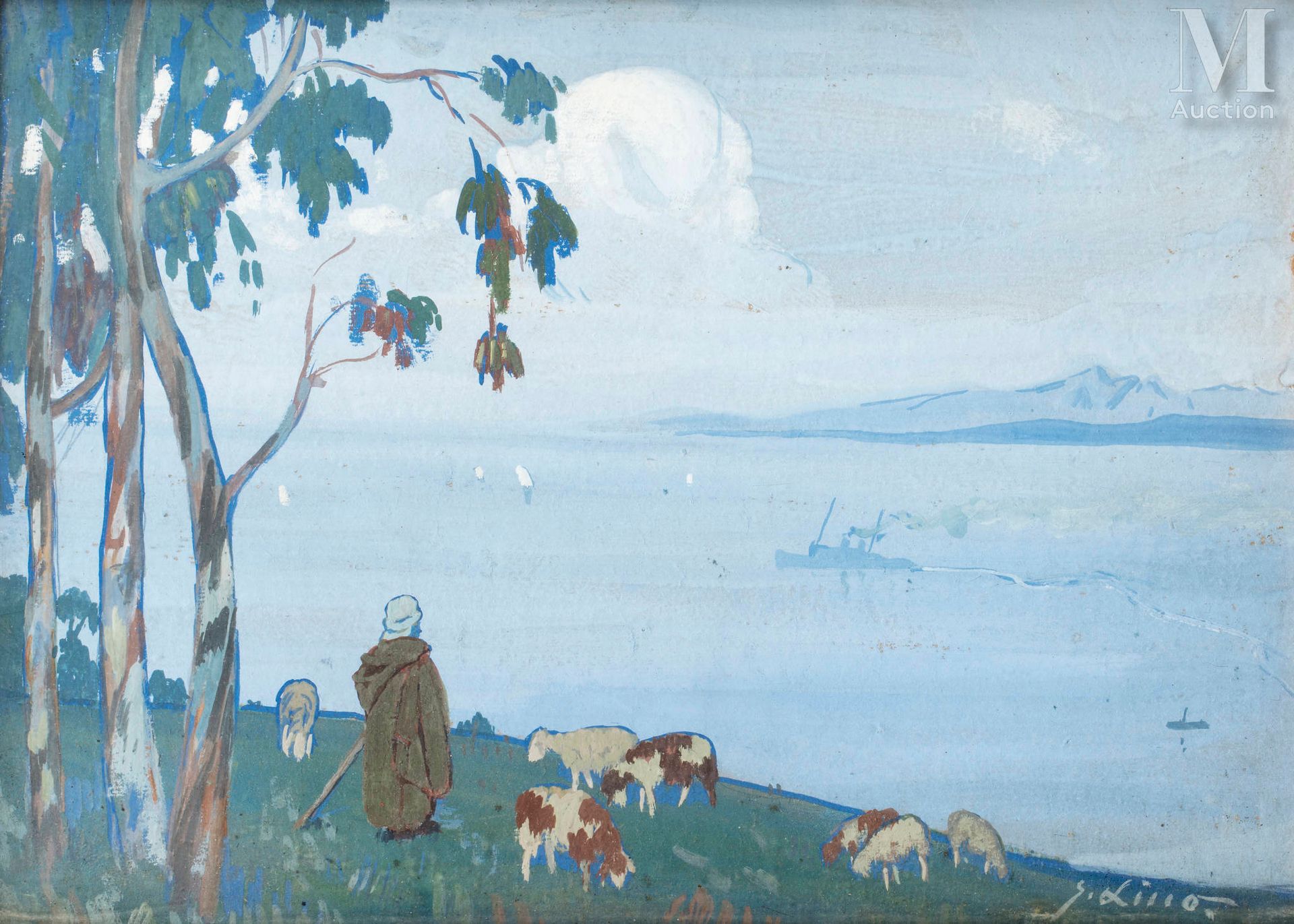 Gustave LINO (Mulhouse 1893 - Alger 1961) Shepherds in front of the bay

Gustave&hellip;