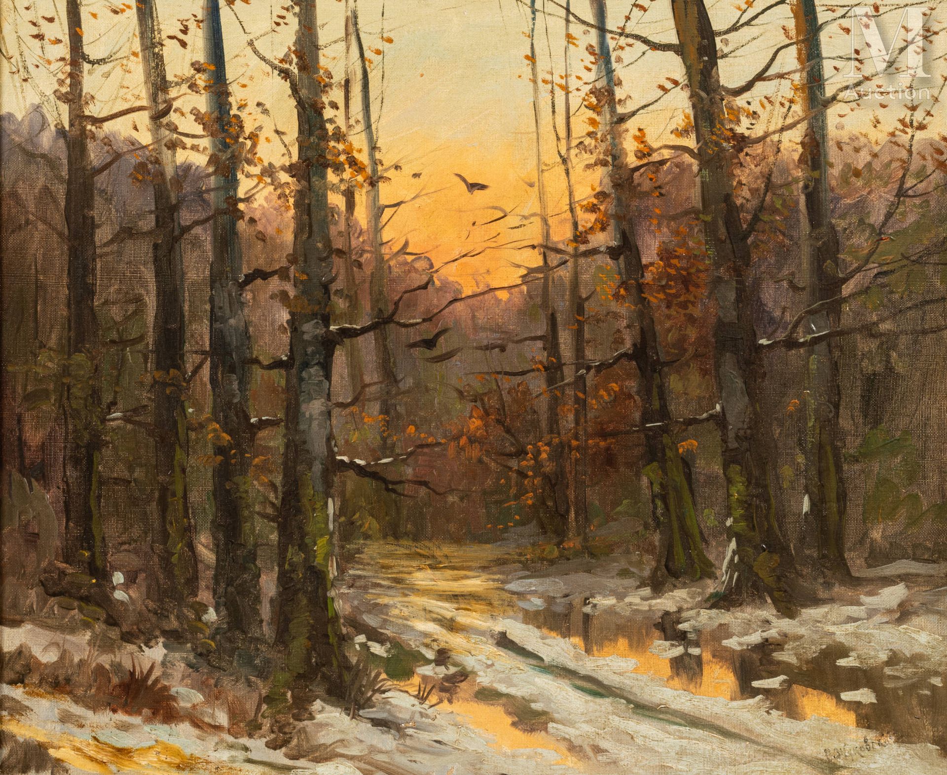 Stanislas Yulianovich JOUKOVSKY (1873-1944). Snowy forest at dusk.

Oil on canva&hellip;