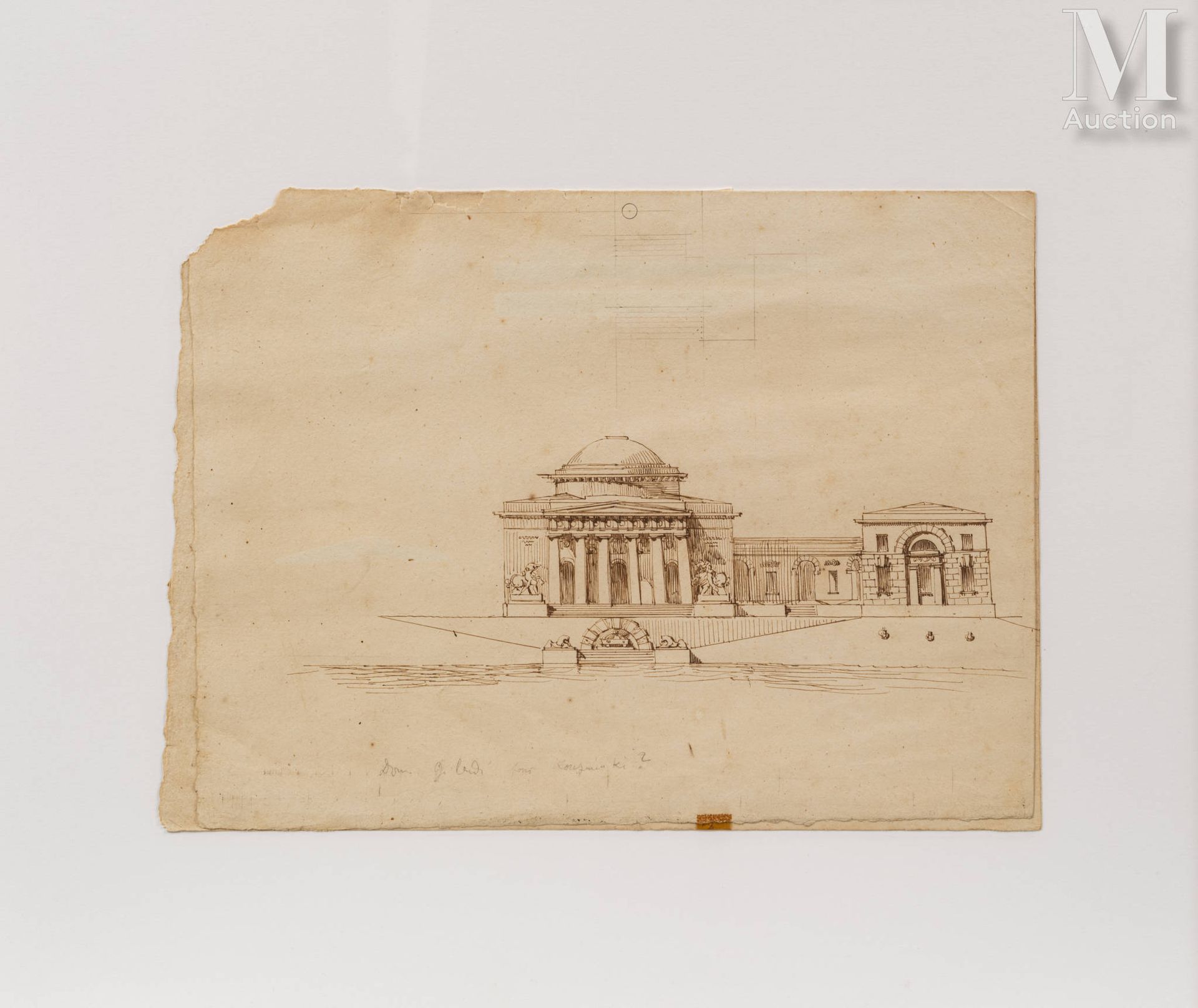 Lot de 3 projets d’architecture de Domenico Gilardi (1785-1845) : - 1 ink drawin&hellip;