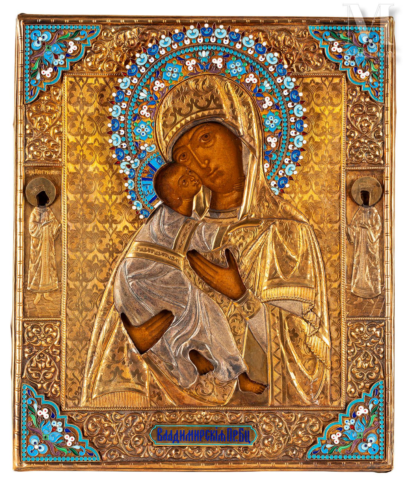 Icône de la Mère de Dieu de Vladimir flanquée de Saint Constantin et Sainte Hélè&hellip;