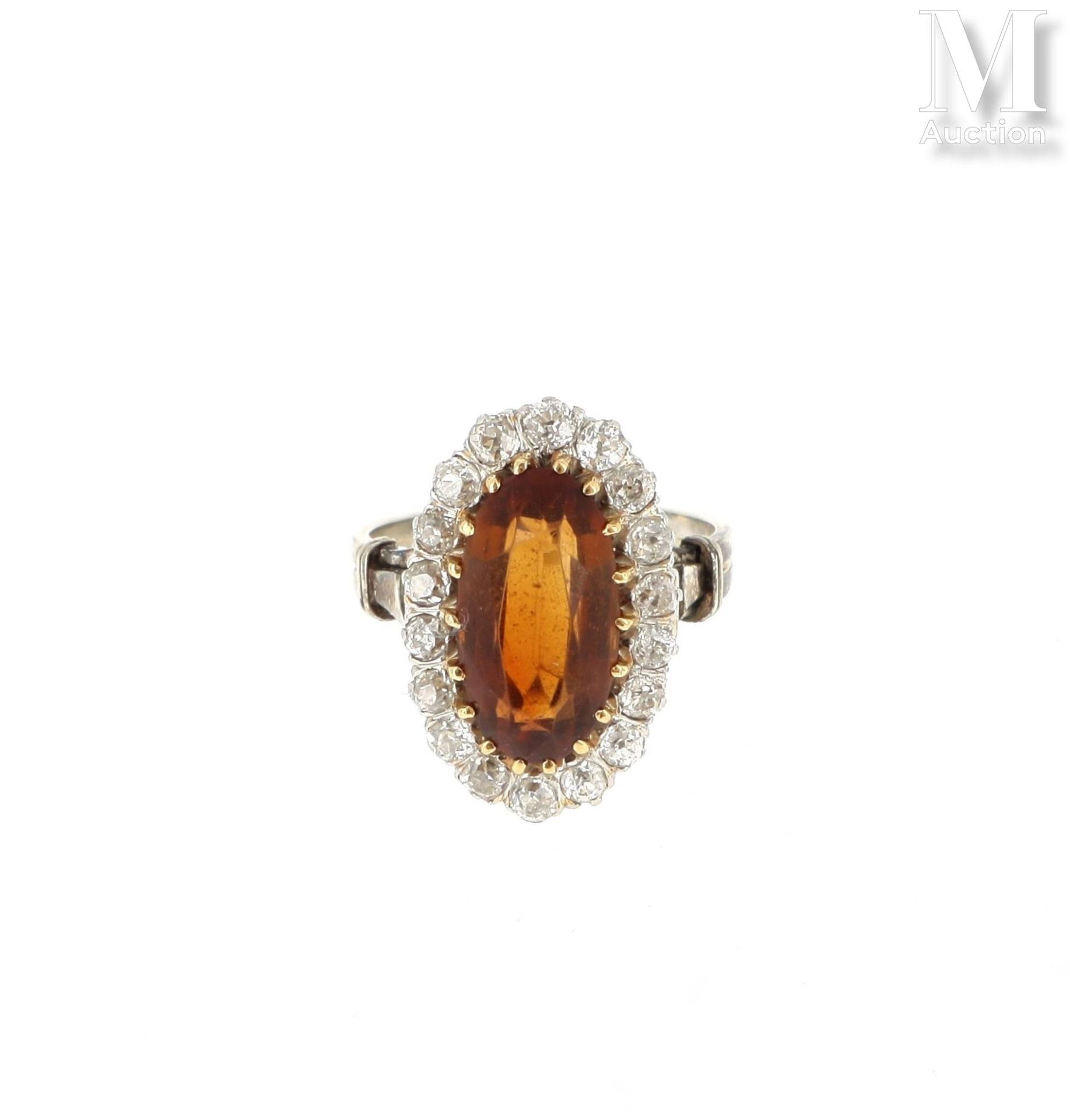 BAGUE CITRINE 
Ring in 18 K white gold (750 °/°°) and platinum (950 °/°°) set wi&hellip;