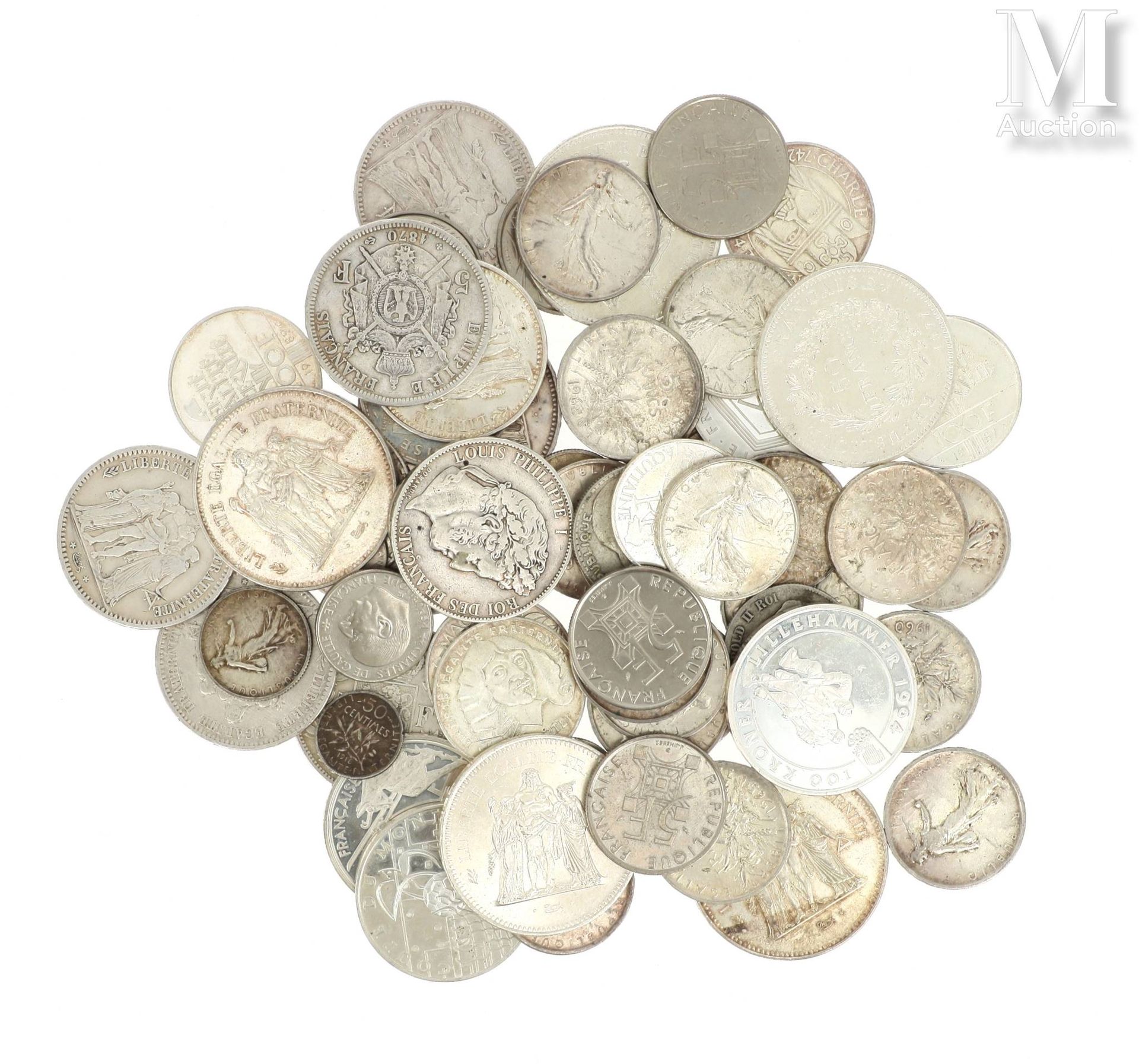 LOT DE PIECES DE MONNAIE EN ARGENT Lot de pièces de monnaie en argent, comprenan&hellip;