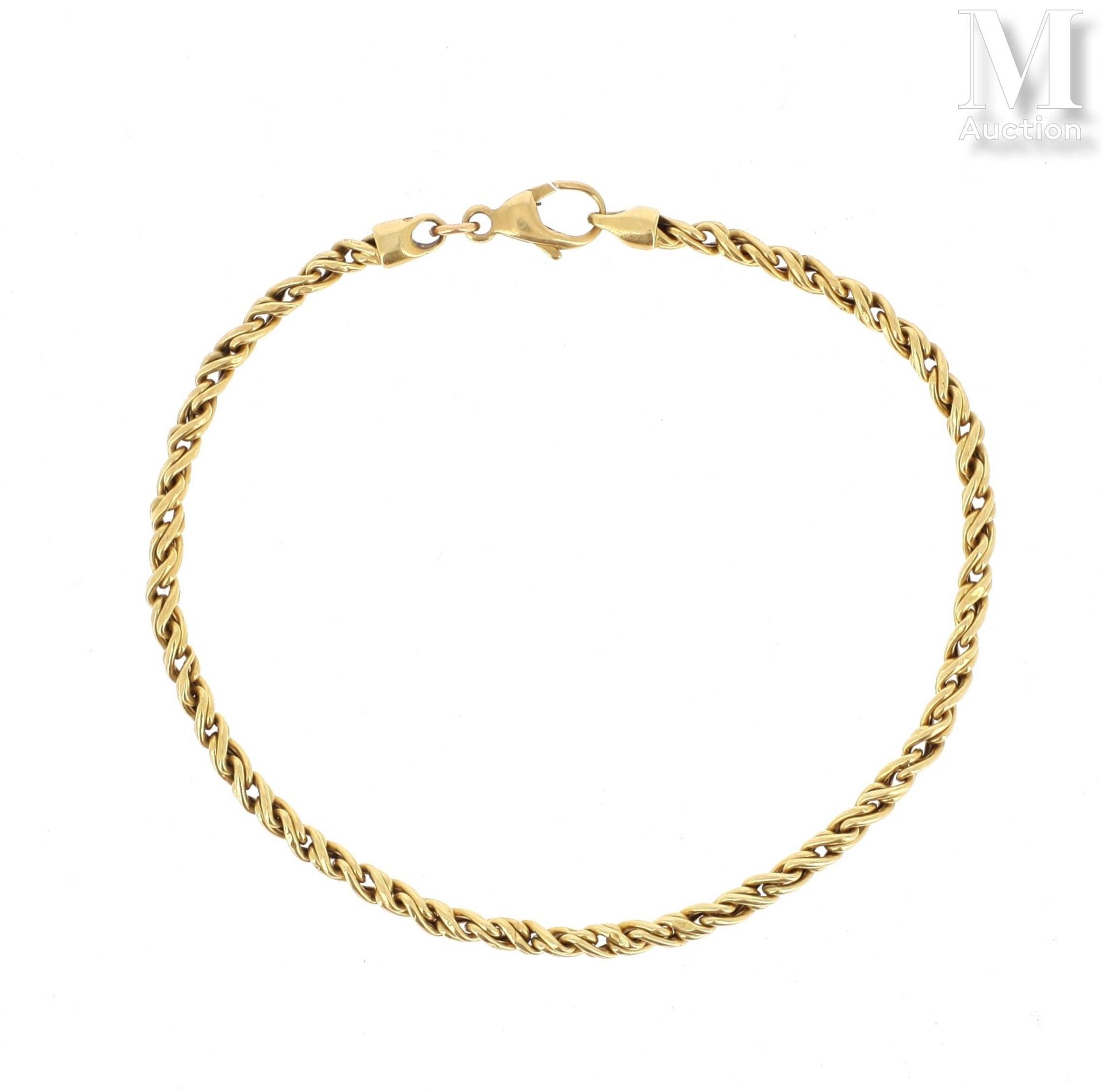 Bracelet 18K黄金(750°/°)扭结网状手镯。

毛重：3,6克。

长：19厘米