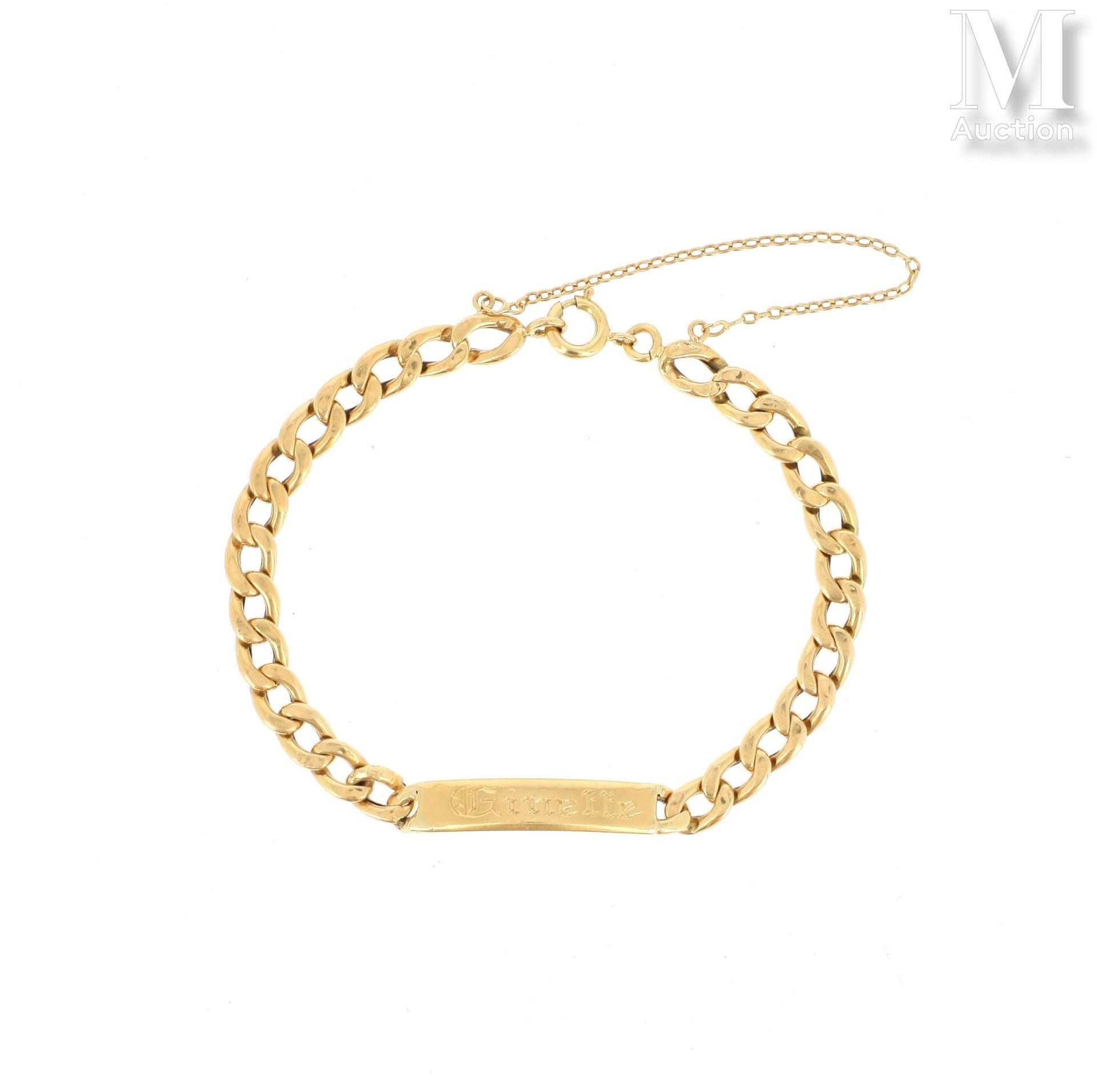 GOURMETTE Bracelet gourmette en or jaune 18 K (750 °/°°) avec plaque marquée "Gi&hellip;