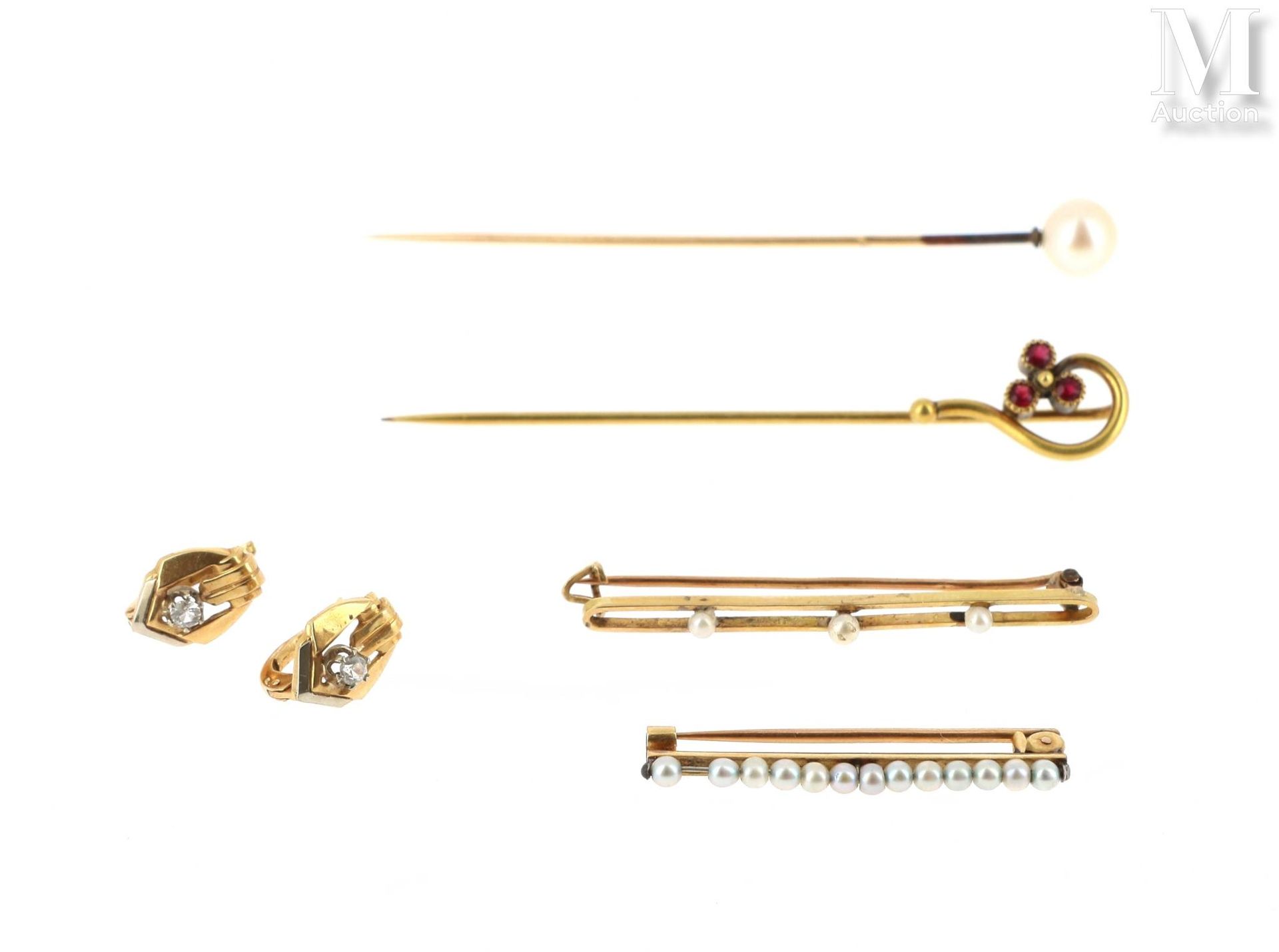 LOT de bijoux Lot de bijoux en or jaune 18 K (750 °/°°) comprenant :

une épingl&hellip;