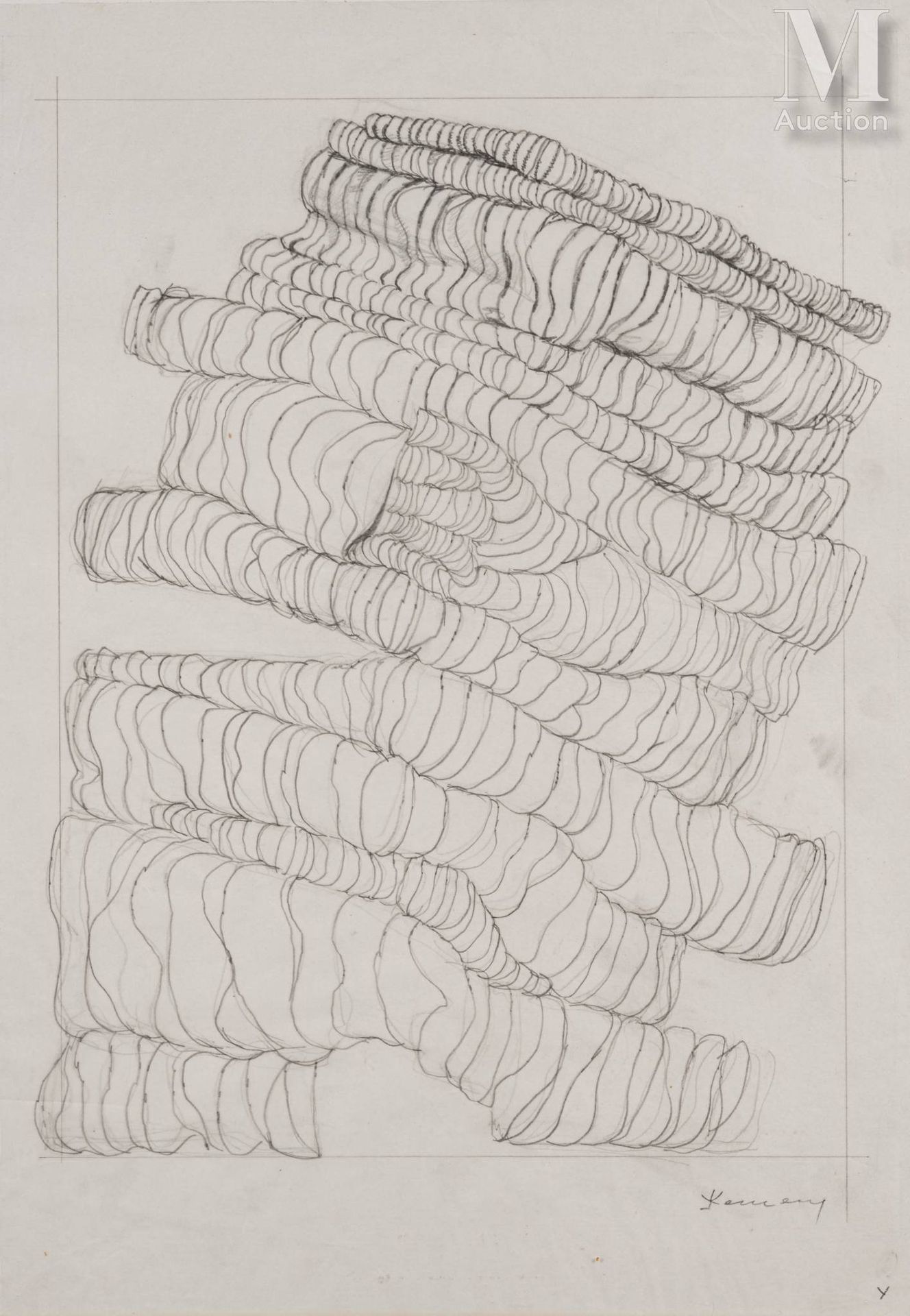 Zoltan KEMENY (1907-1965) 无题》，约1963年

描图纸上的墨水，右下方有签名

55 x 39 厘米



出处 :

苏黎世梅格特&hellip;