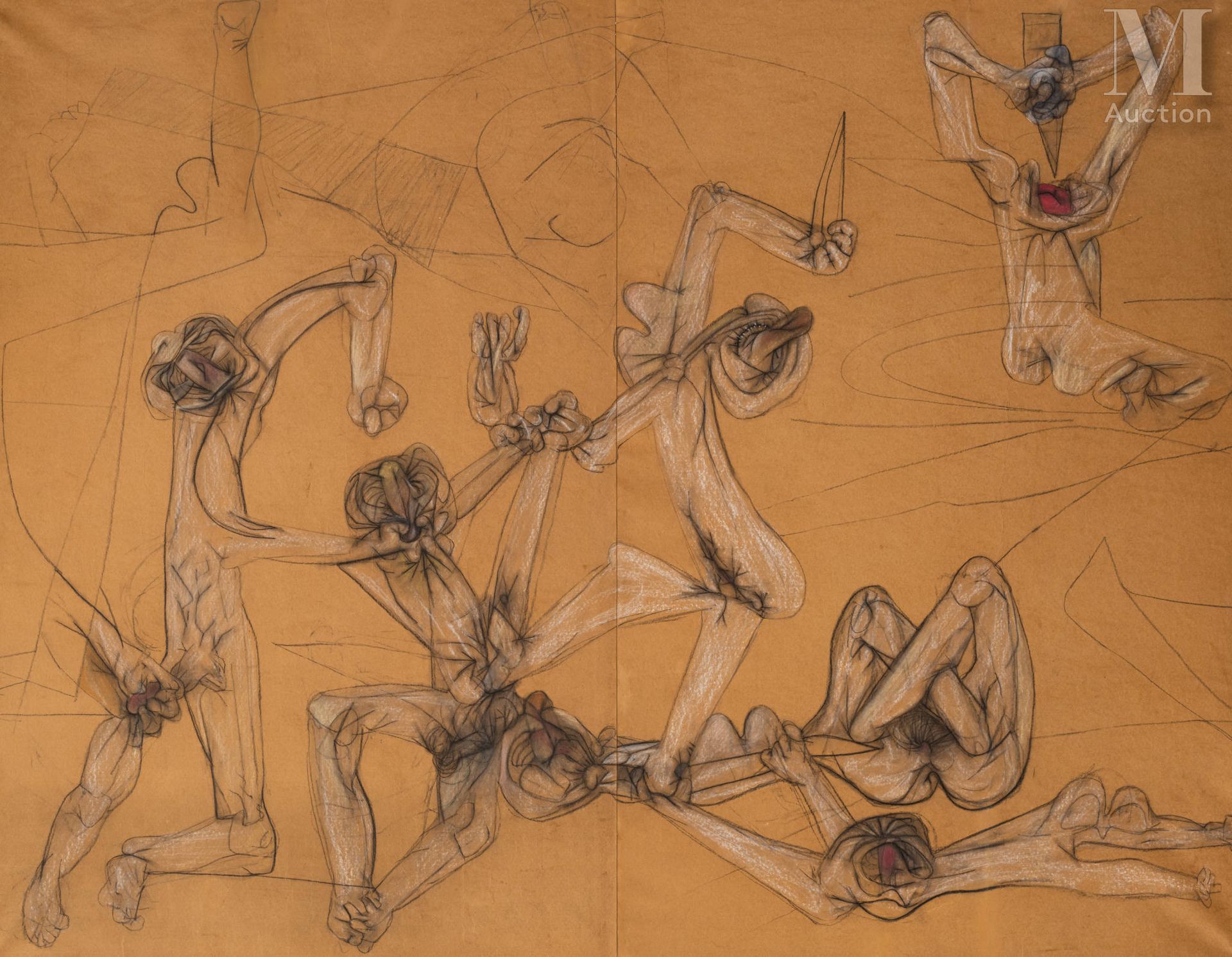 ROBERTO MATTA (1911-2002) 无题》，约1944年

炭笔、白粉笔和粉彩在两张组合纸上，装在帆布上

183 x 236 cm



出处&hellip;