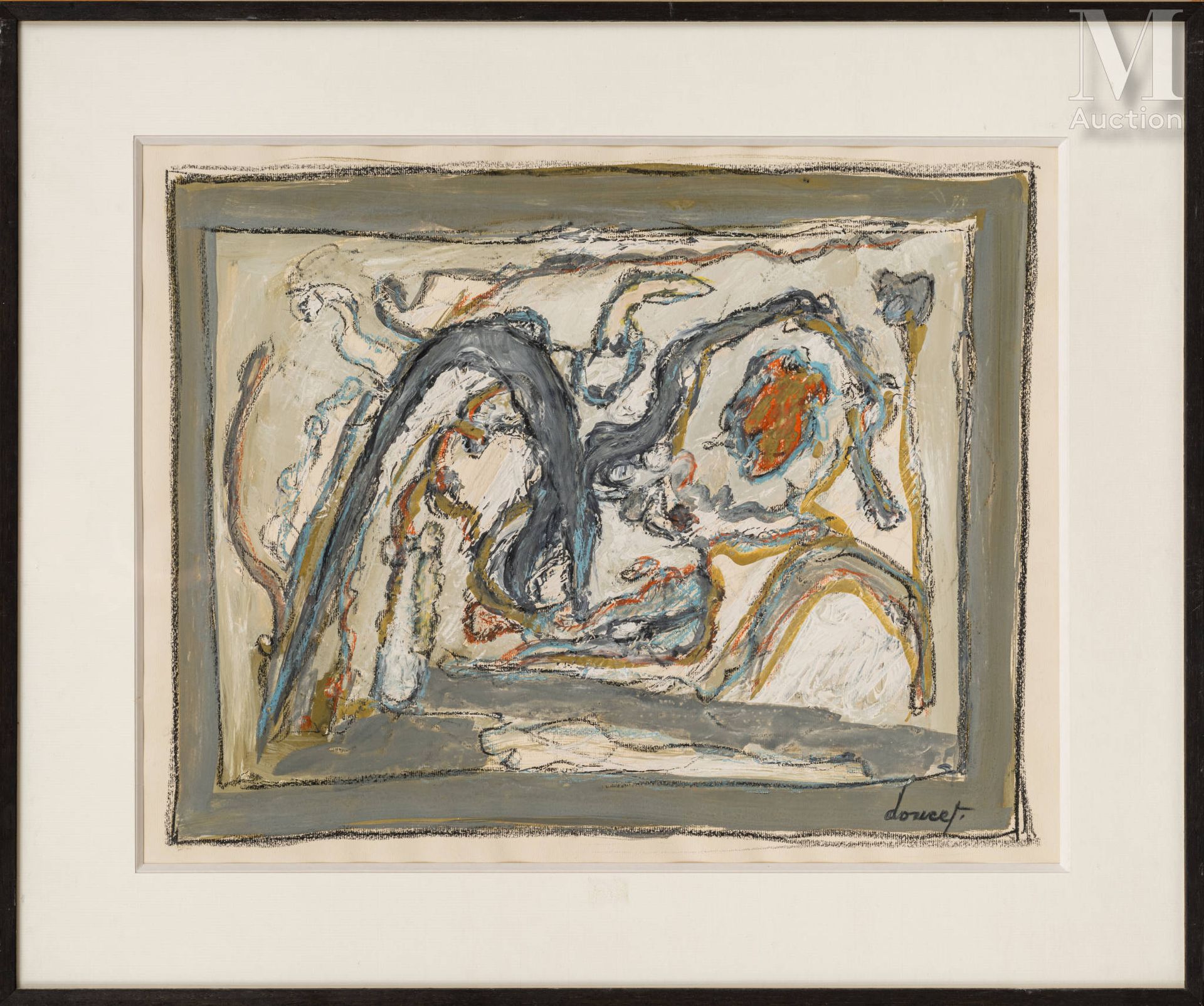 Jacques DOUCET (1924-1994) Composition 
Gouache et pastel sur papier signé en ba&hellip;