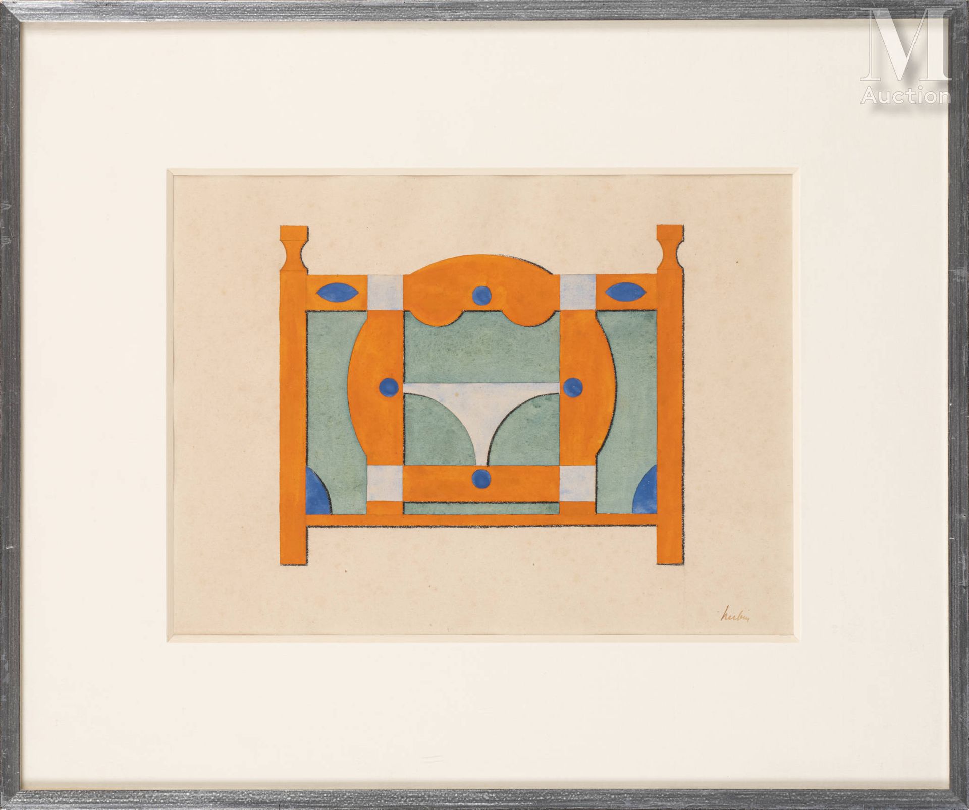 Auguste HERBIN (Quievy 1882- Paris 1960) Décoration, 1924 
Crayon et aquarelle s&hellip;