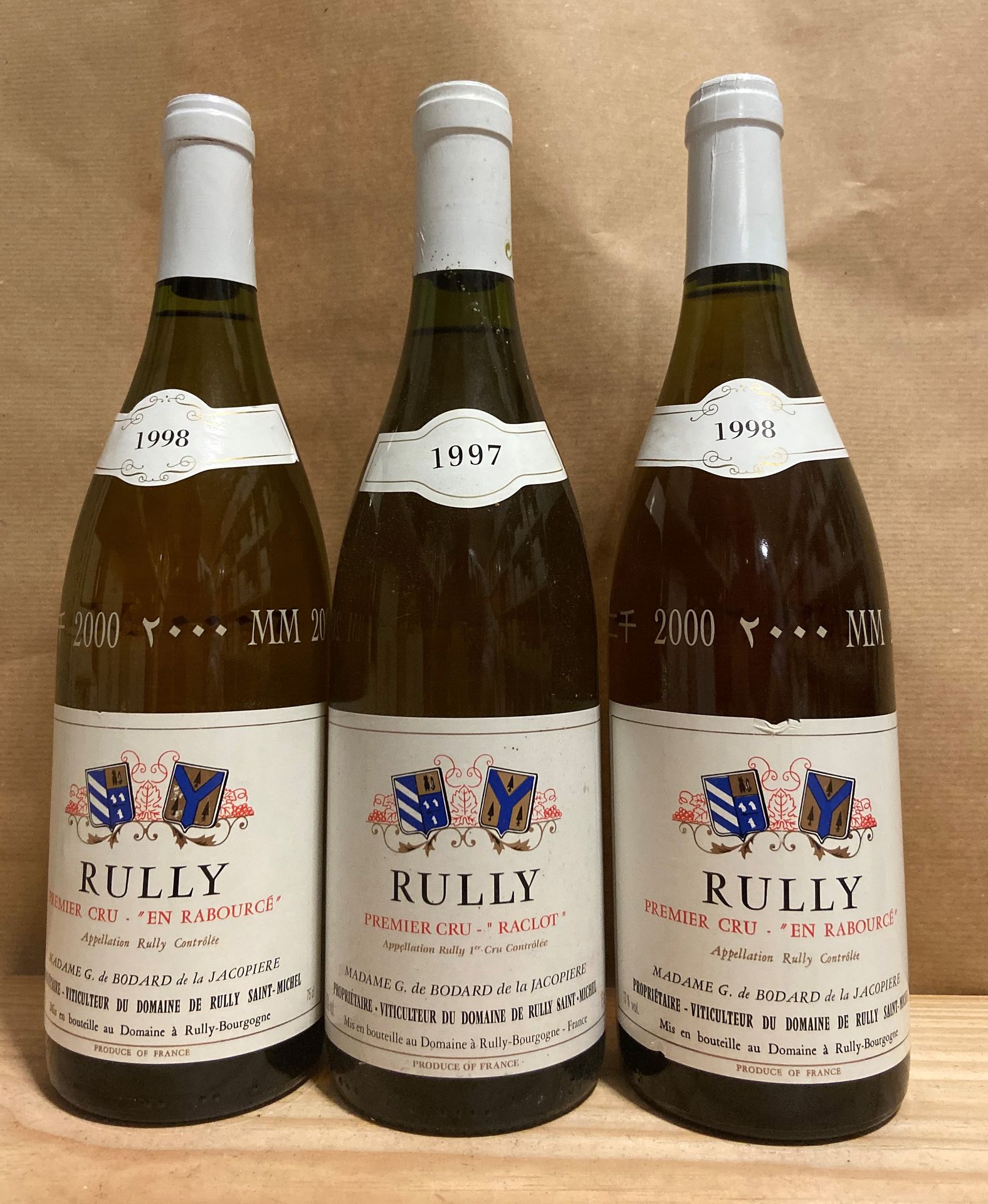 3 bouteilles RULLY 3 bouteilles RULLY (2 "En Rabourcé 1er cru" 1998; 1 "Raclot 1&hellip;