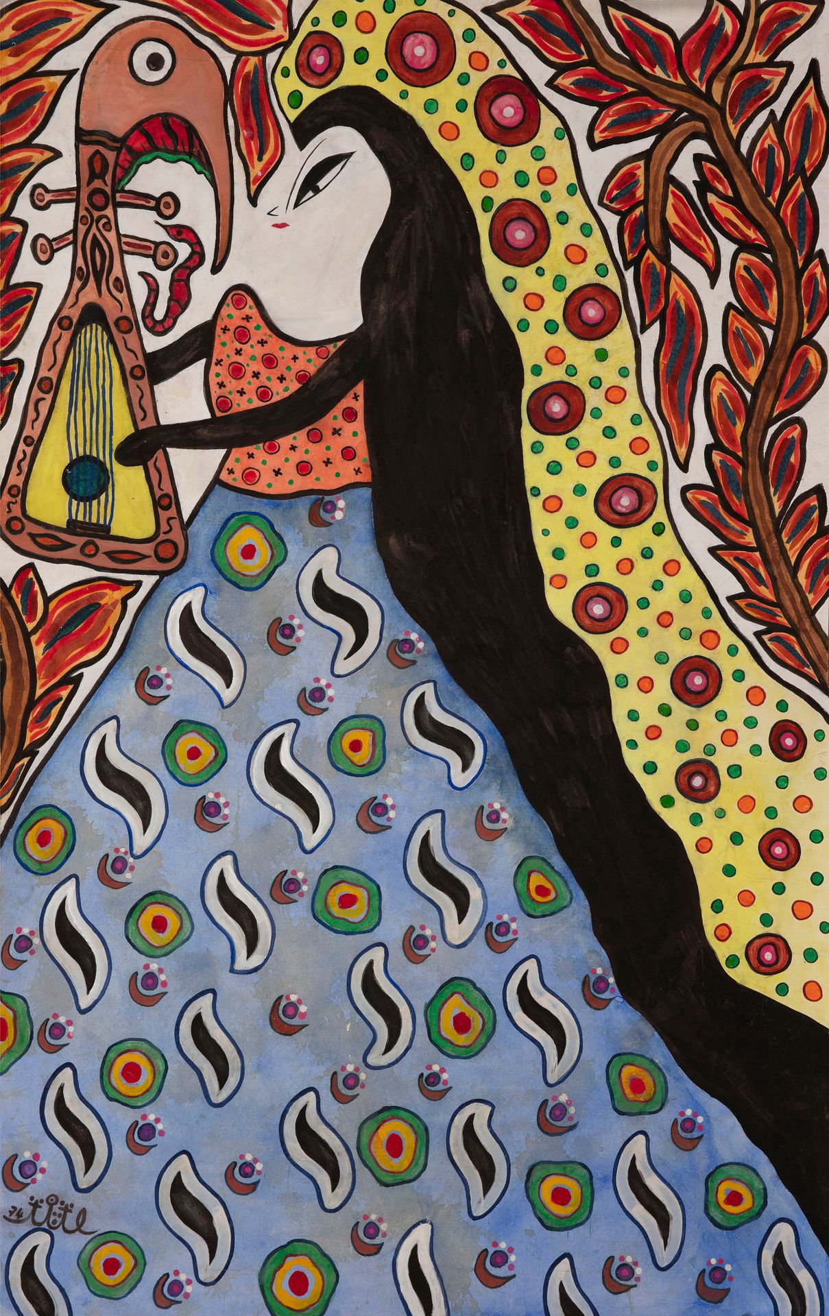 Fatma BAYA (1931-1998) Woman with a guitar

Gouache and watercolor on paper

118&hellip;