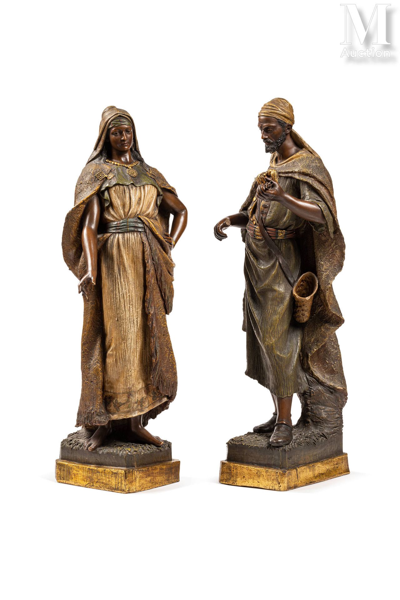 Friedrich GOLDSCHEIDER (1845 - 1897) 东方夫妇

两幅大型多色陶器版画。在每个底座的背面都有一个包含雕刻标记 "Fr. Go&hellip;