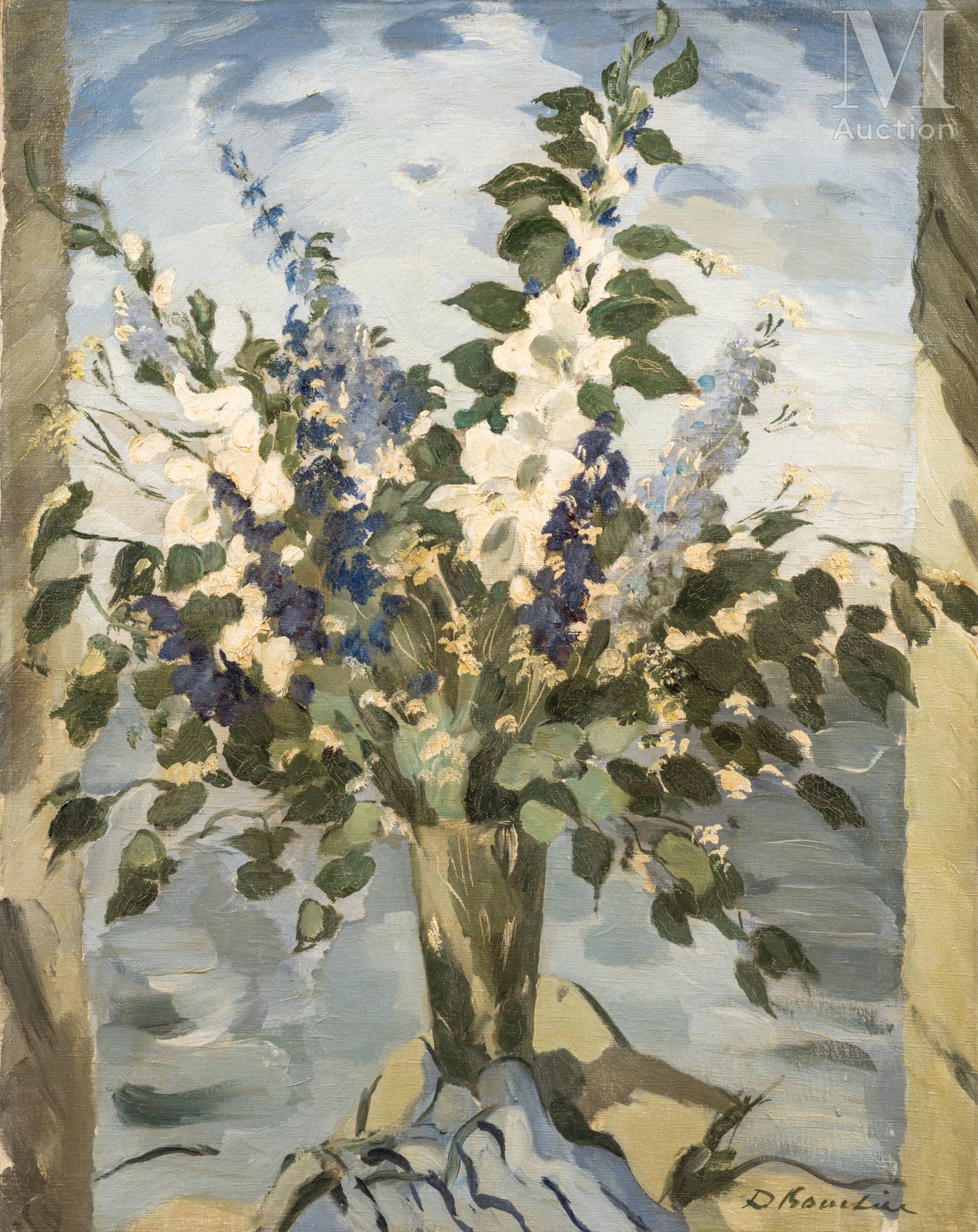 Dimitri BOUCHENE (St.Tropez 1893 – Paris 1993) Weiße und blaue Blumenkomposition&hellip;