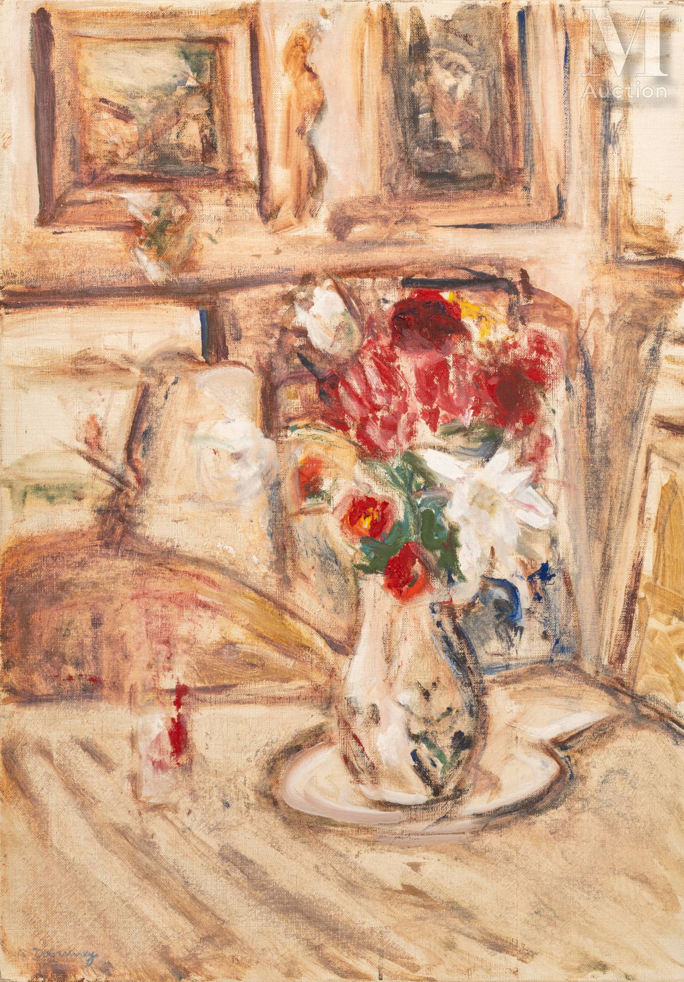 Issac DOBRINSKY (Makarov 1891 - Paris 1973) Still life with flowers in the studi&hellip;